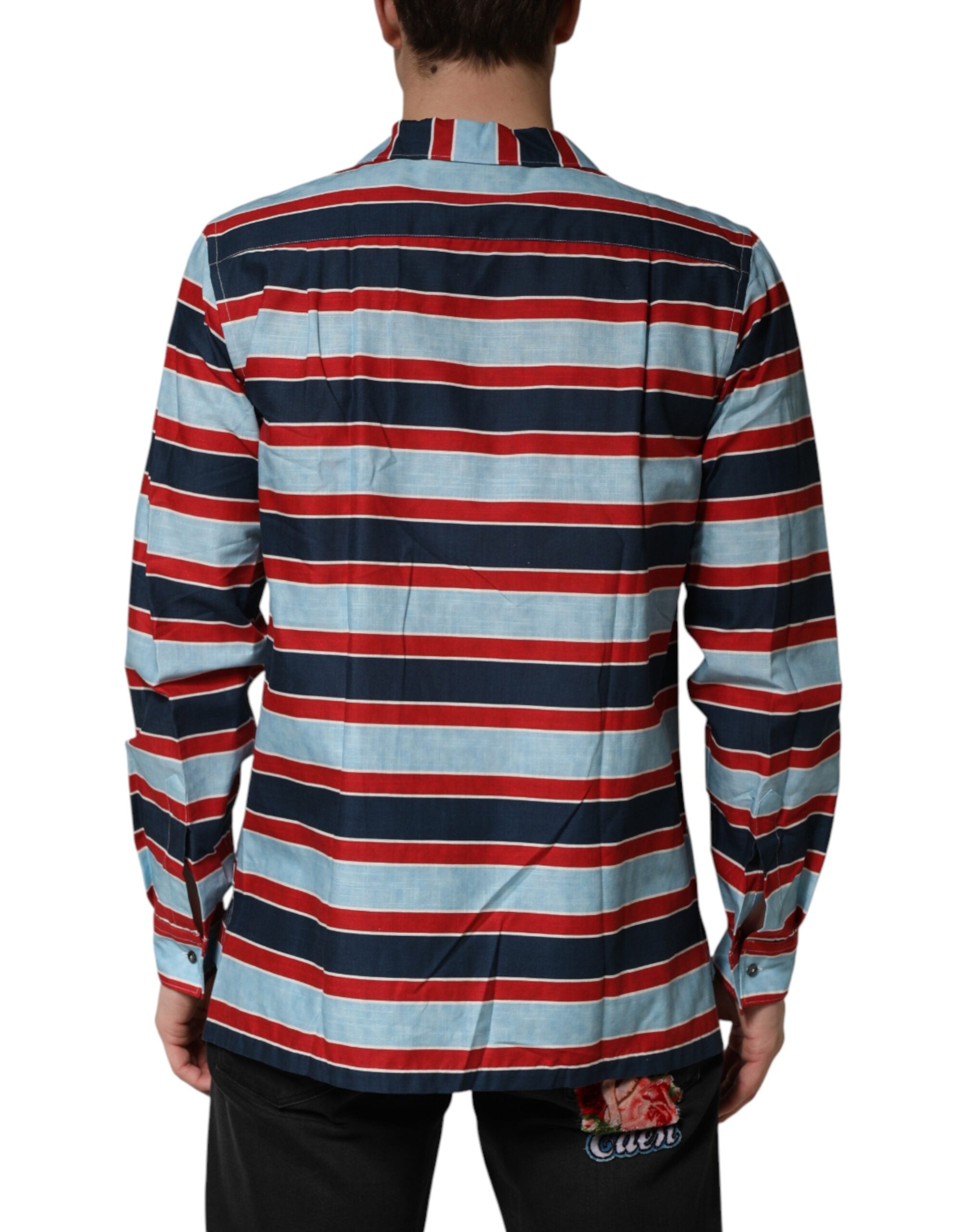 Dolce & Gabbana Men's Multicolor Striped Cotton Button-Up Shirt-4