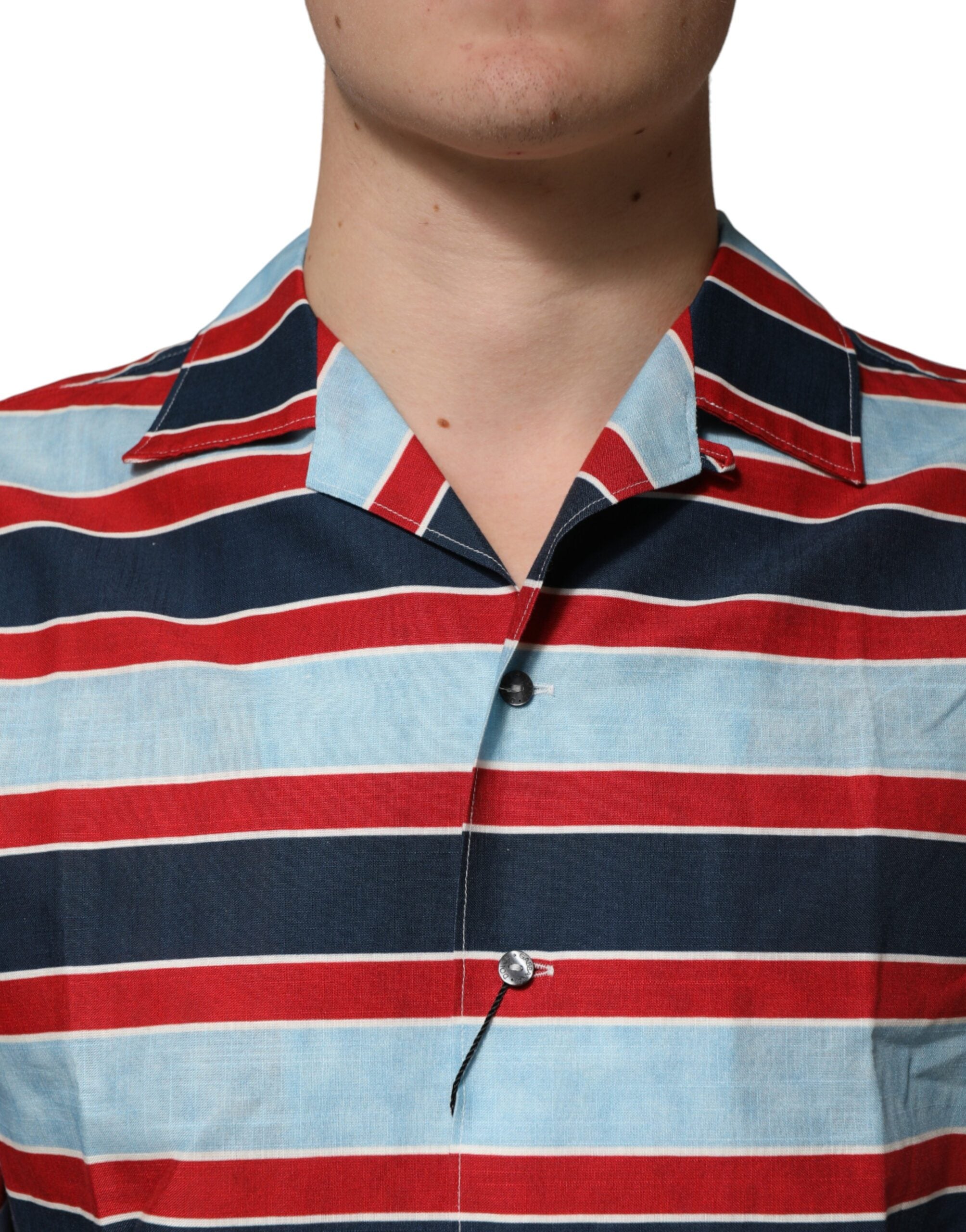 Dolce & Gabbana Men's Multicolor Striped Cotton Button-Up Shirt-5