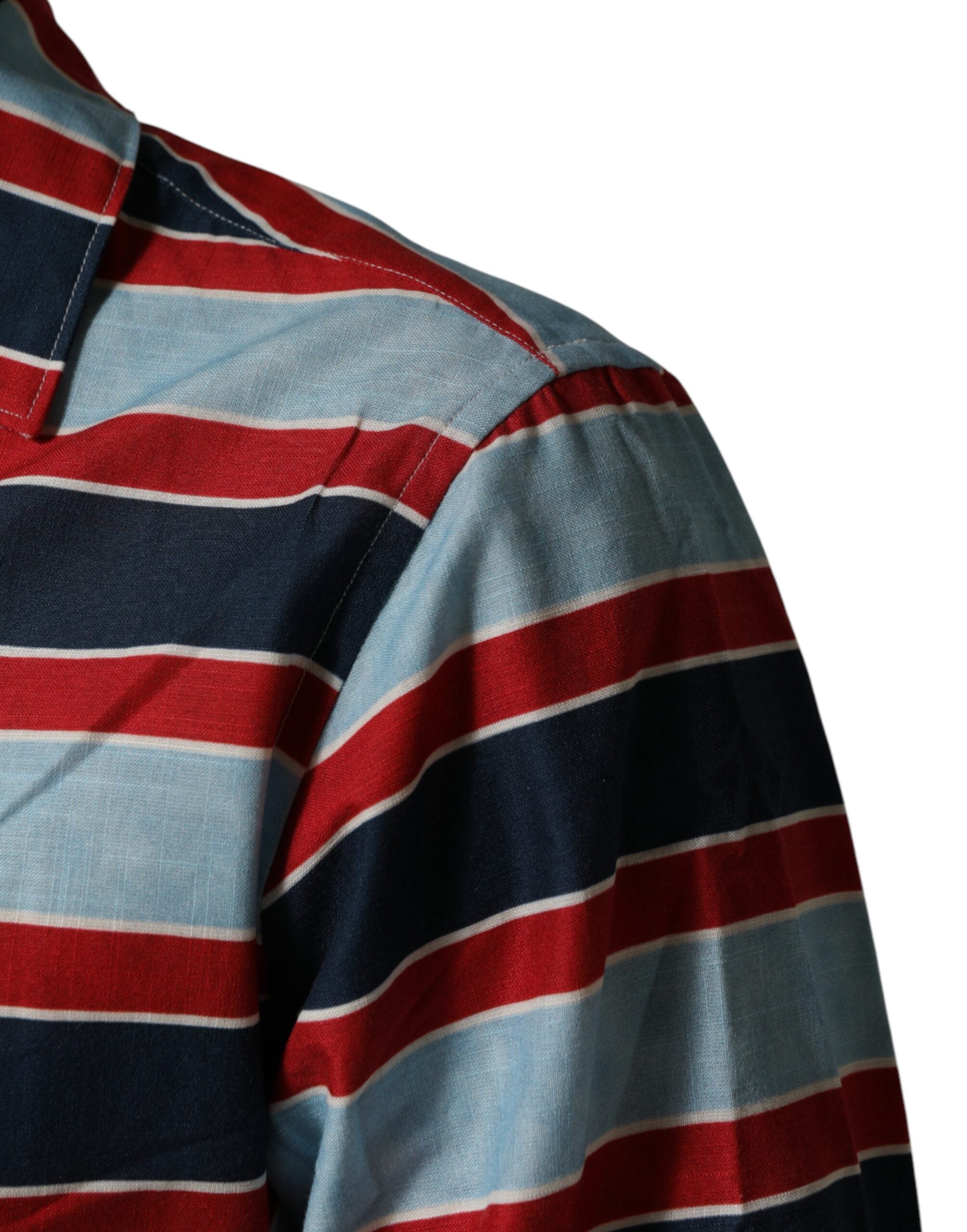 Dolce & Gabbana Men's Multicolor Striped Cotton Button-Up Shirt-6