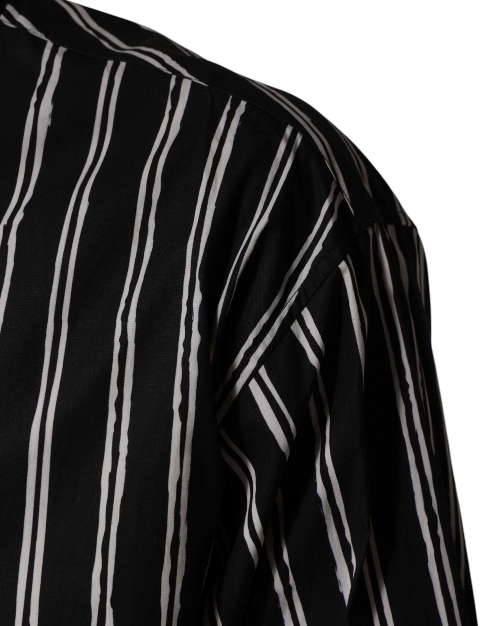 Dolce & Gabbana Men's Black Striped Cotton Formal Shirt-6