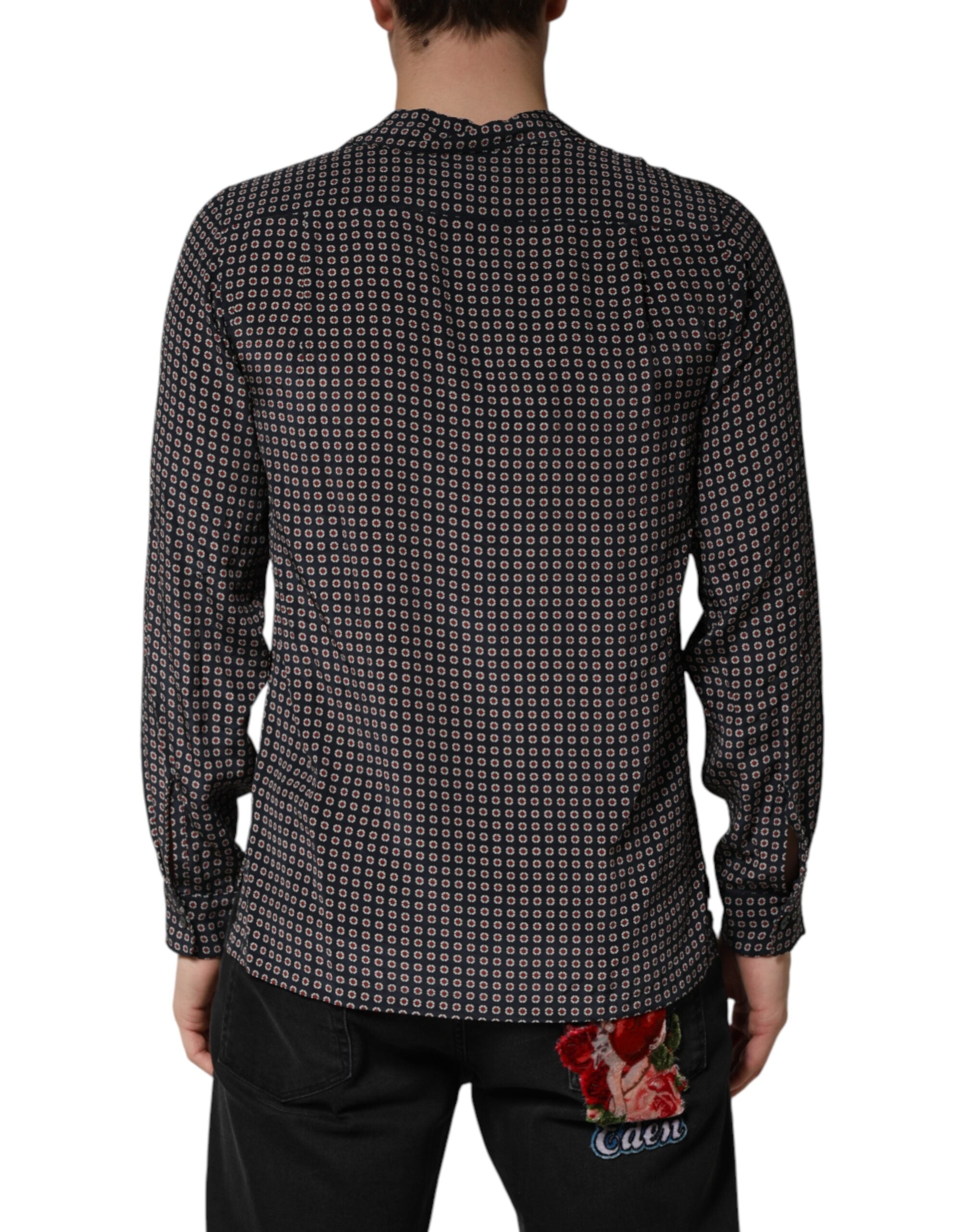 Dolce & Gabbana Men's Patterned Silk Shirt in Black-4