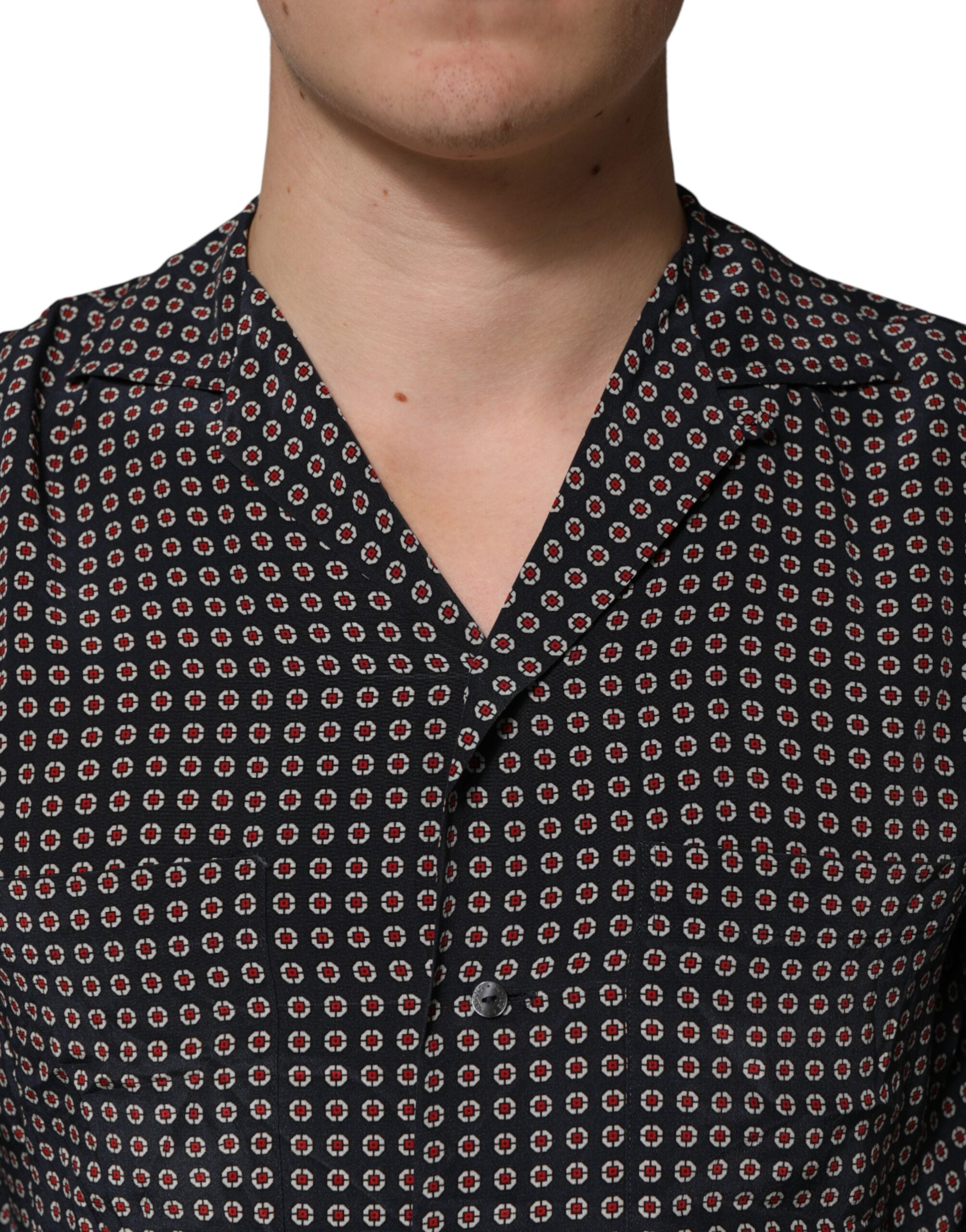 Dolce & Gabbana Men's Patterned Silk Shirt in Black-5