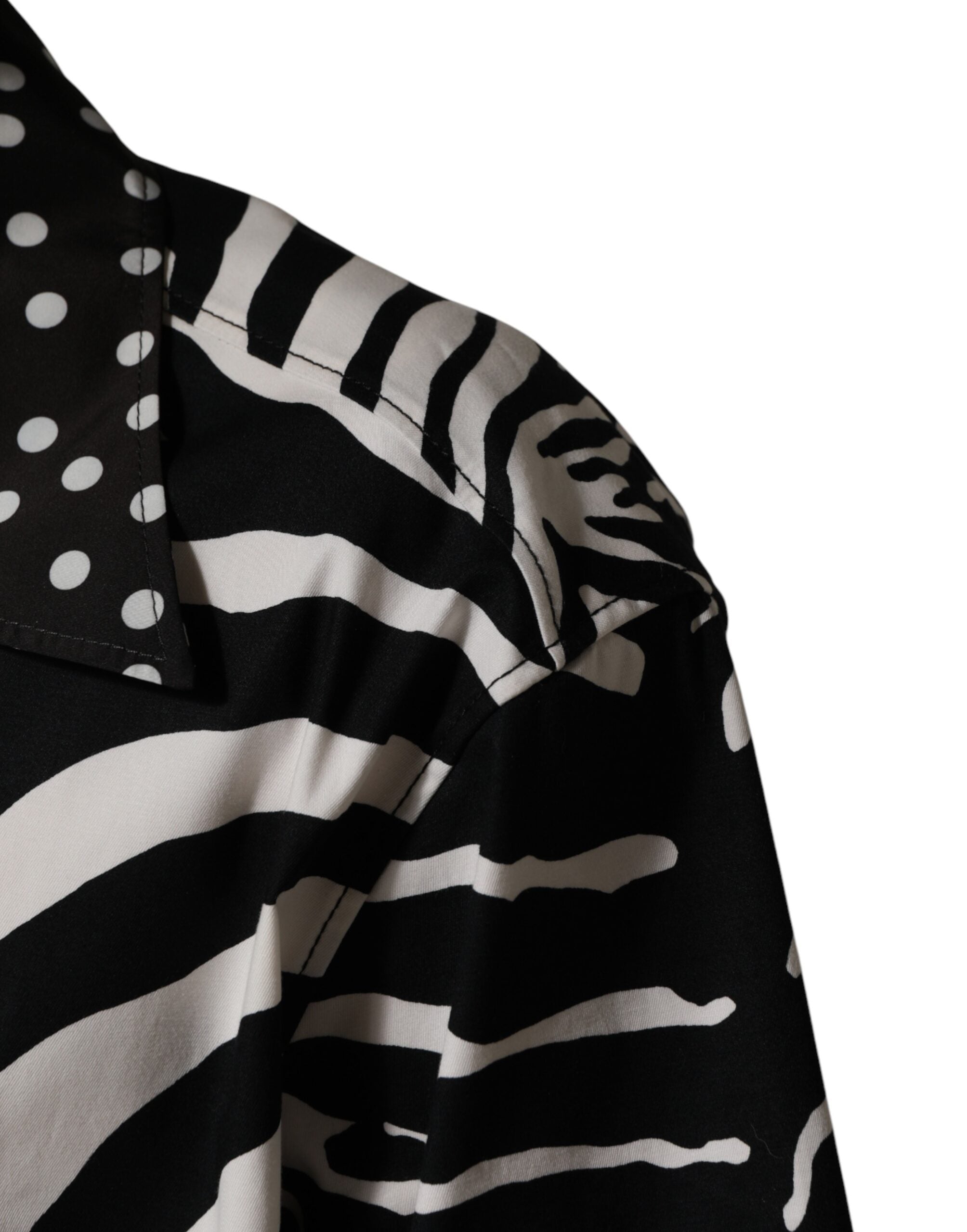 Dolce & Gabbana Oversized Zebra Print Shirt Blouse with Buttons in Black and White-6