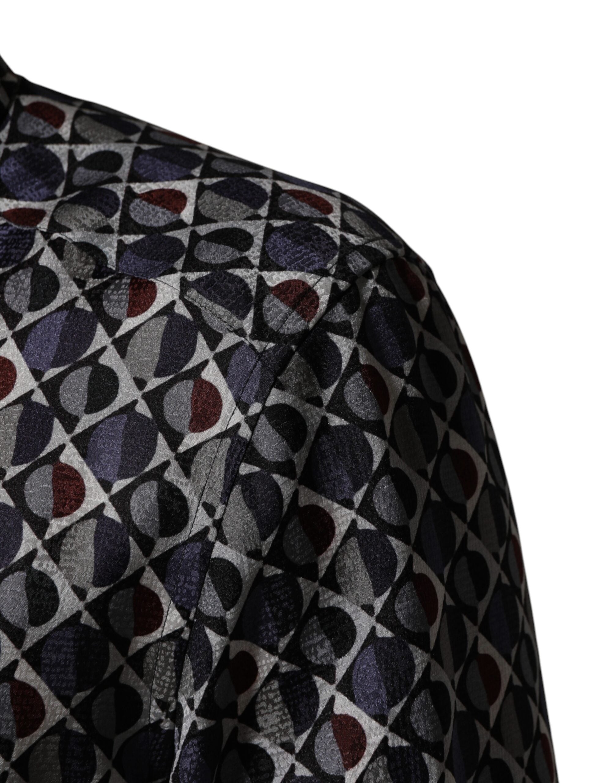 Dolce & Gabbana Men's GOLD Multicolor Patterned Collared Shirt-6