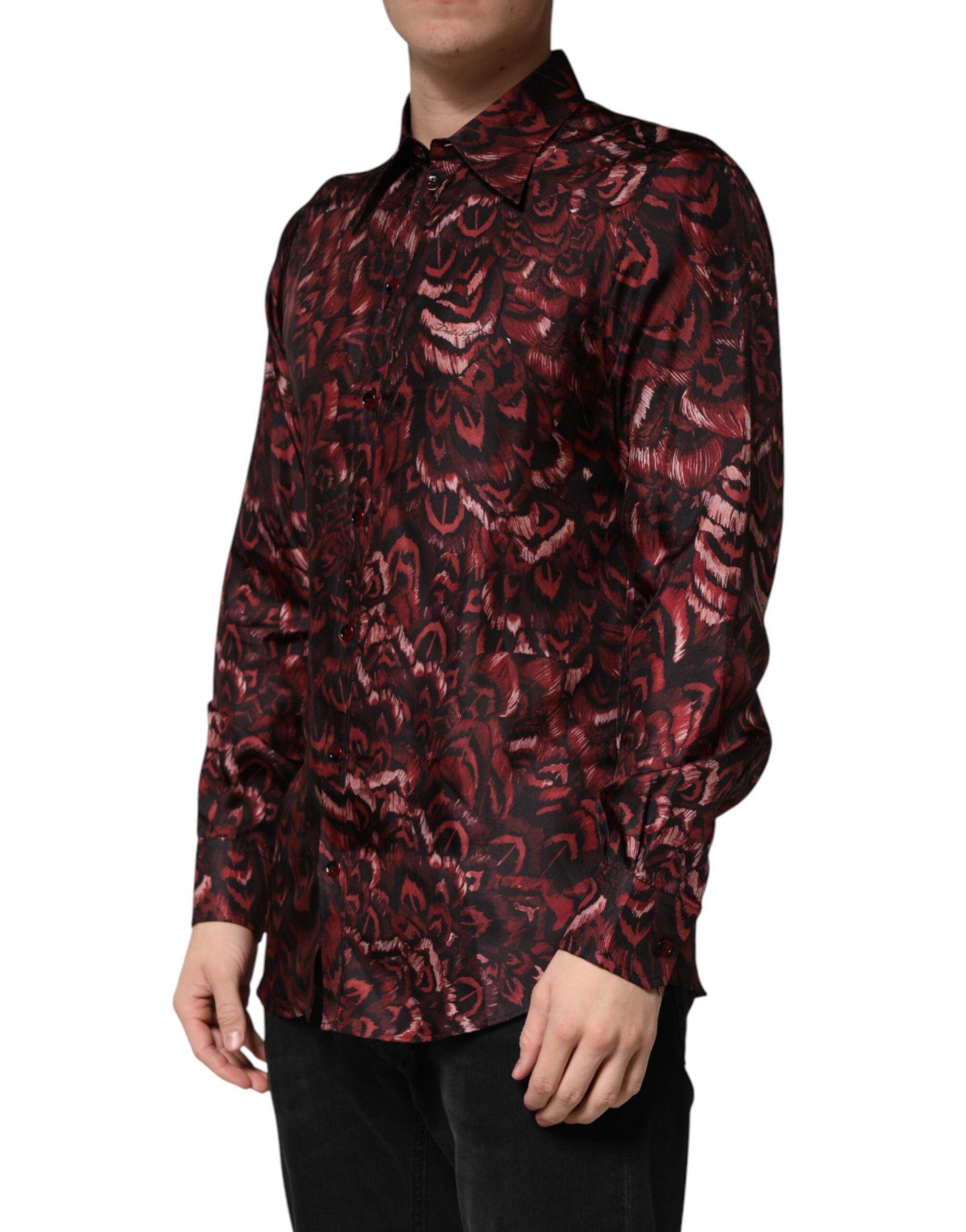 Dolce & Gabbana Herren-Hemd mit Bordeaux-Muster und Kragen-3