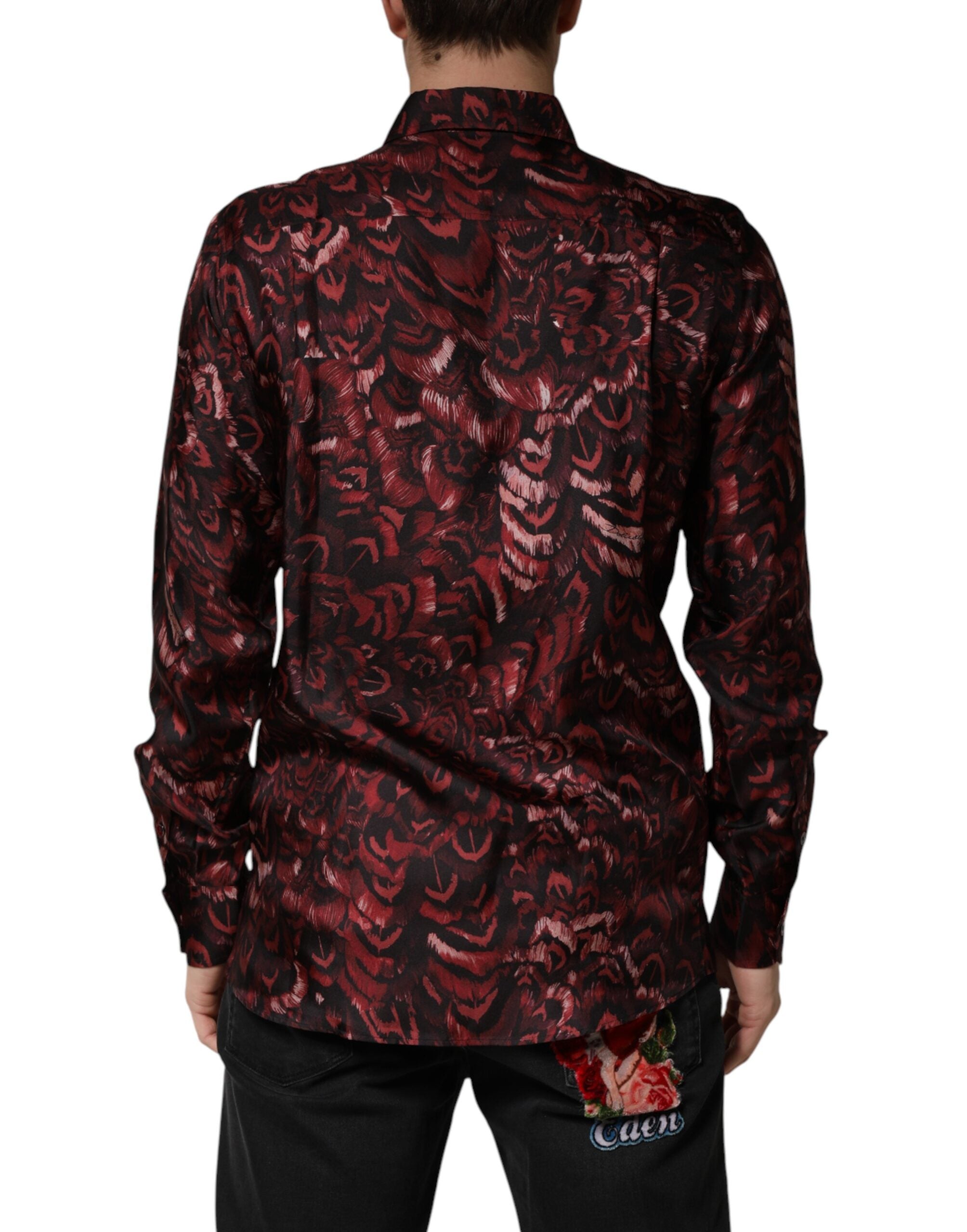Dolce & Gabbana Herren-Hemd mit Bordeaux-Muster und Kragen-4