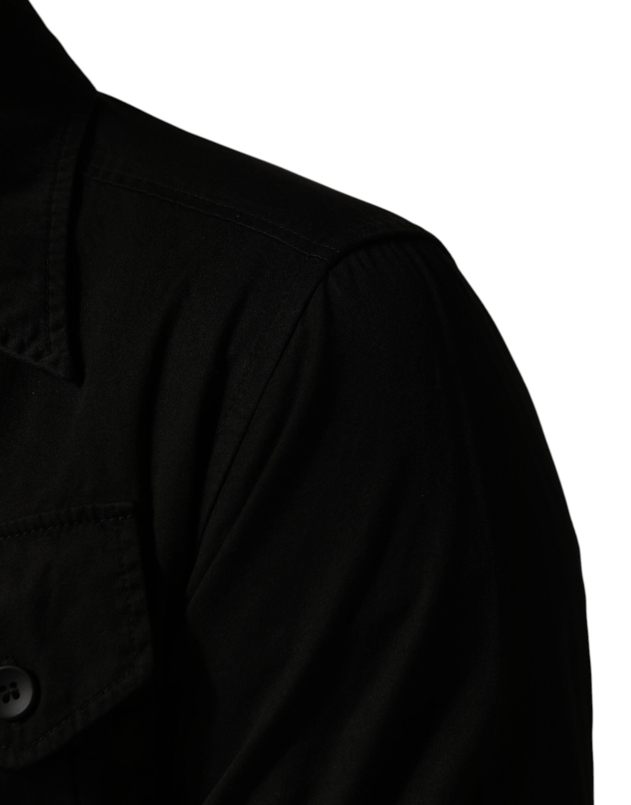 Dolce & Gabbana Schwarzes Baumwollhemd mit Kragen für Herren, Button-Down-6