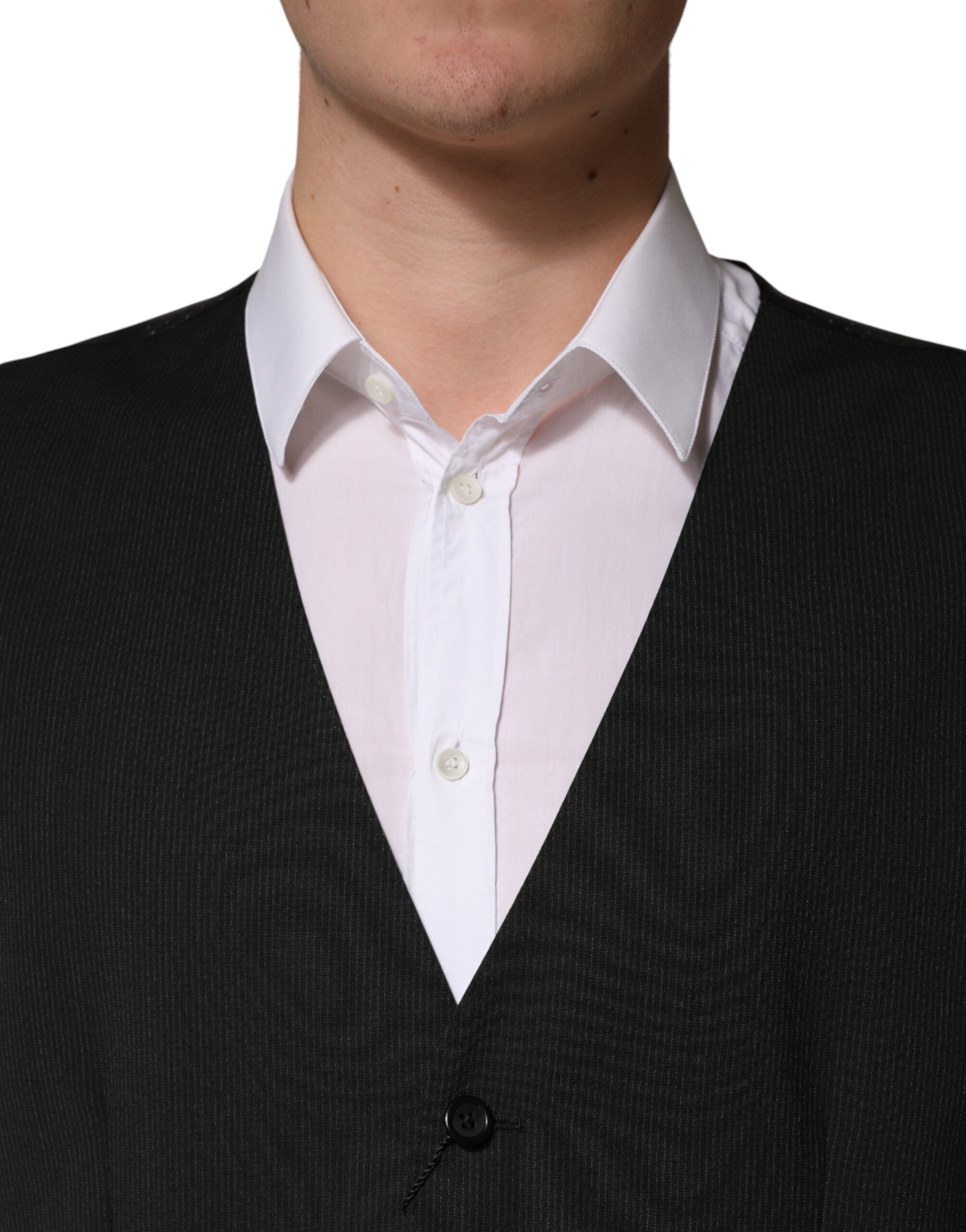 Dolce & Gabbana Men's Black Wool Waistcoat - Formal Cut-5