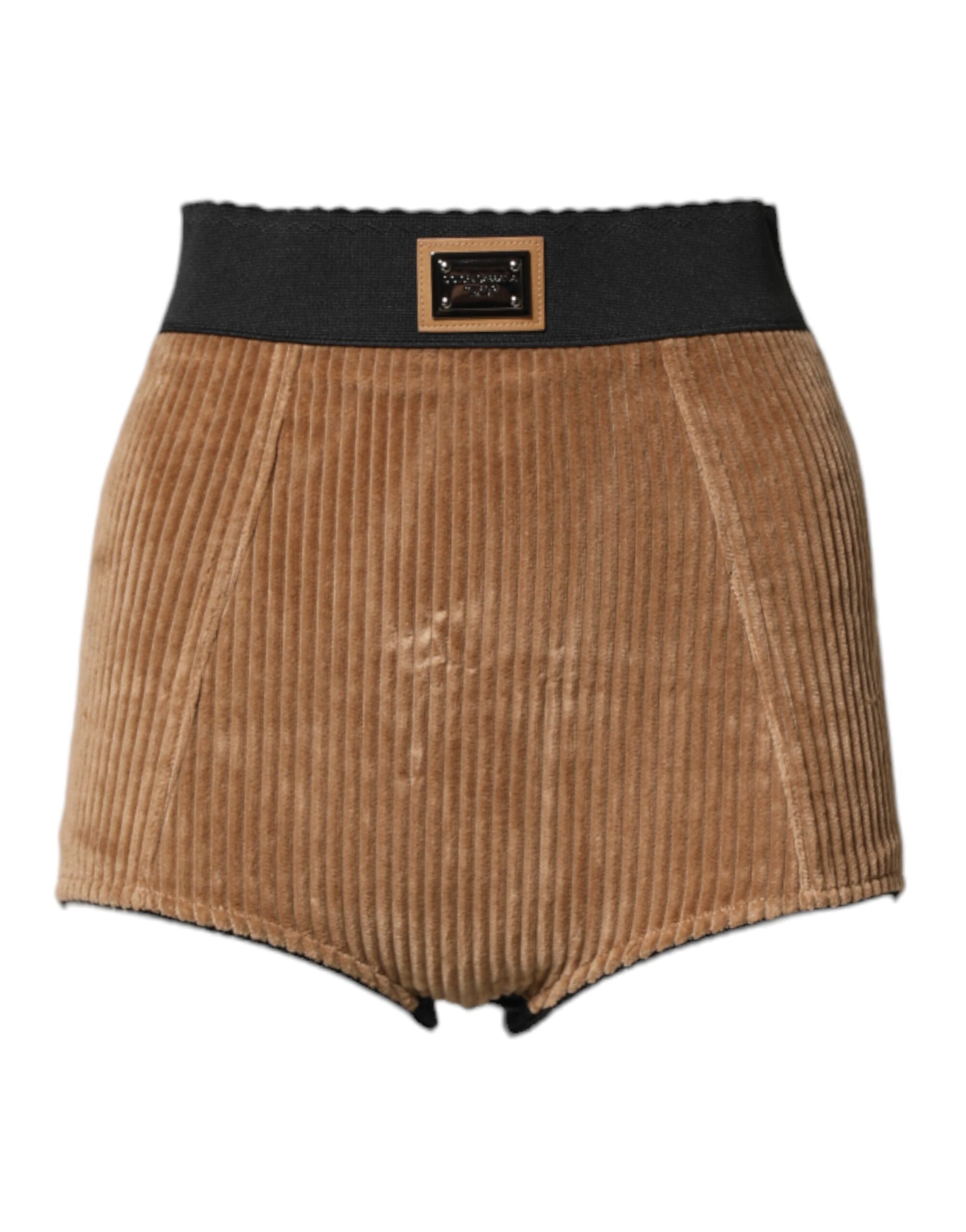 Dolce & Gabbana Brown High-Waisted Cotton Hotpants-2