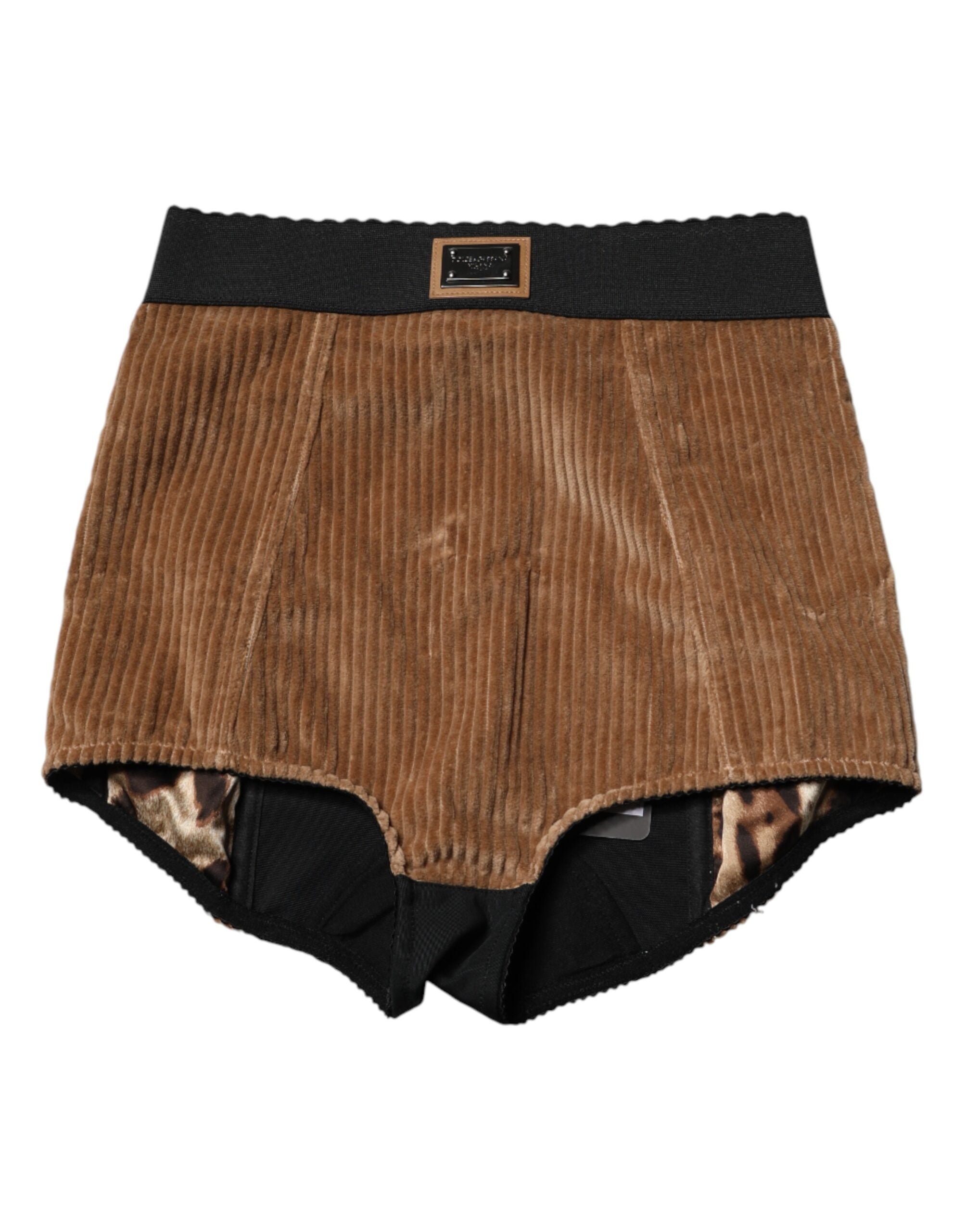 Dolce & Gabbana Brown High-Waisted Cotton Hotpants-4