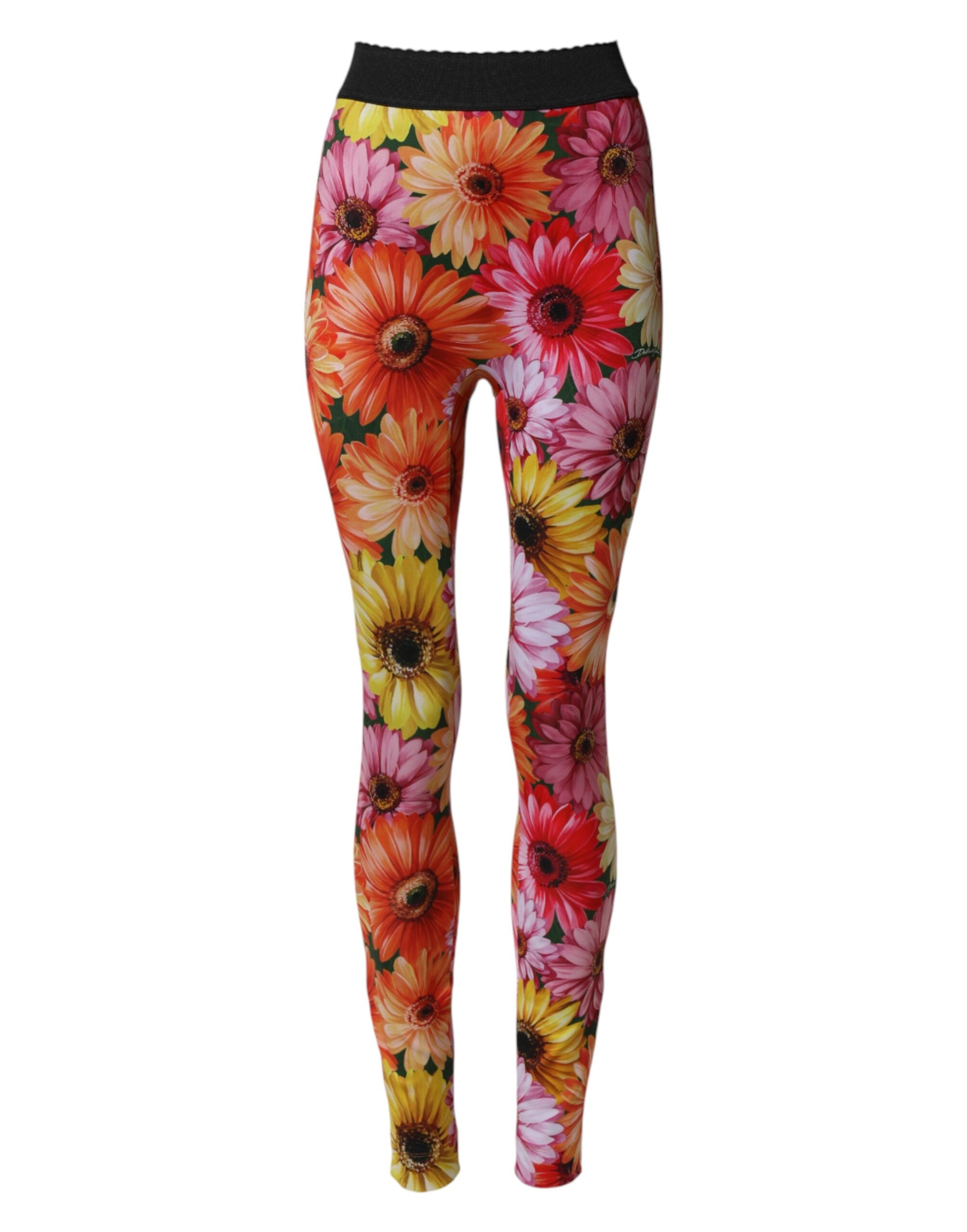 Dolce & Gabbana Multicolor Floral Leggings Stretch Waist Pants-2