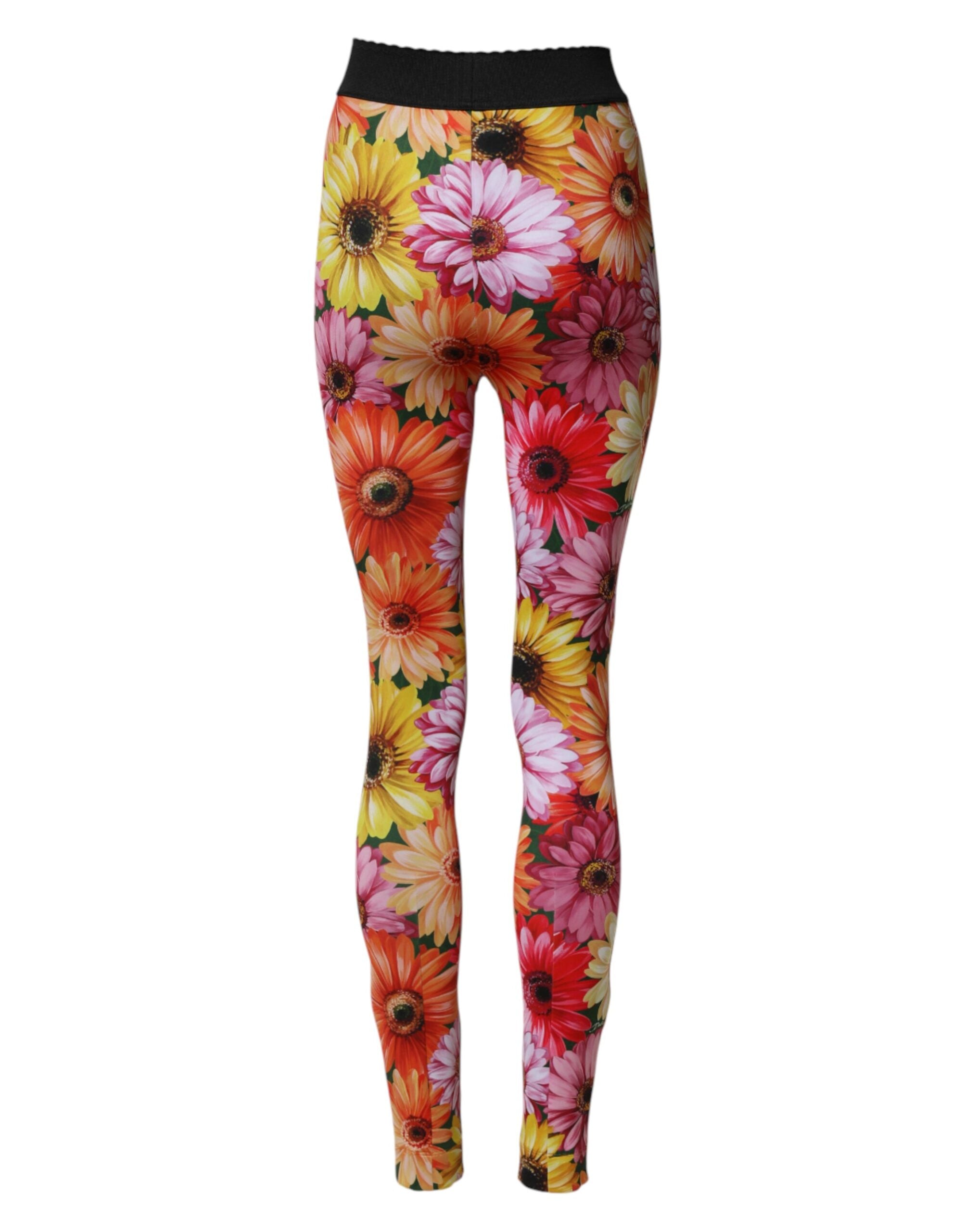 Dolce & Gabbana Multicolor Floral Leggings Stretch Waist Pants-3