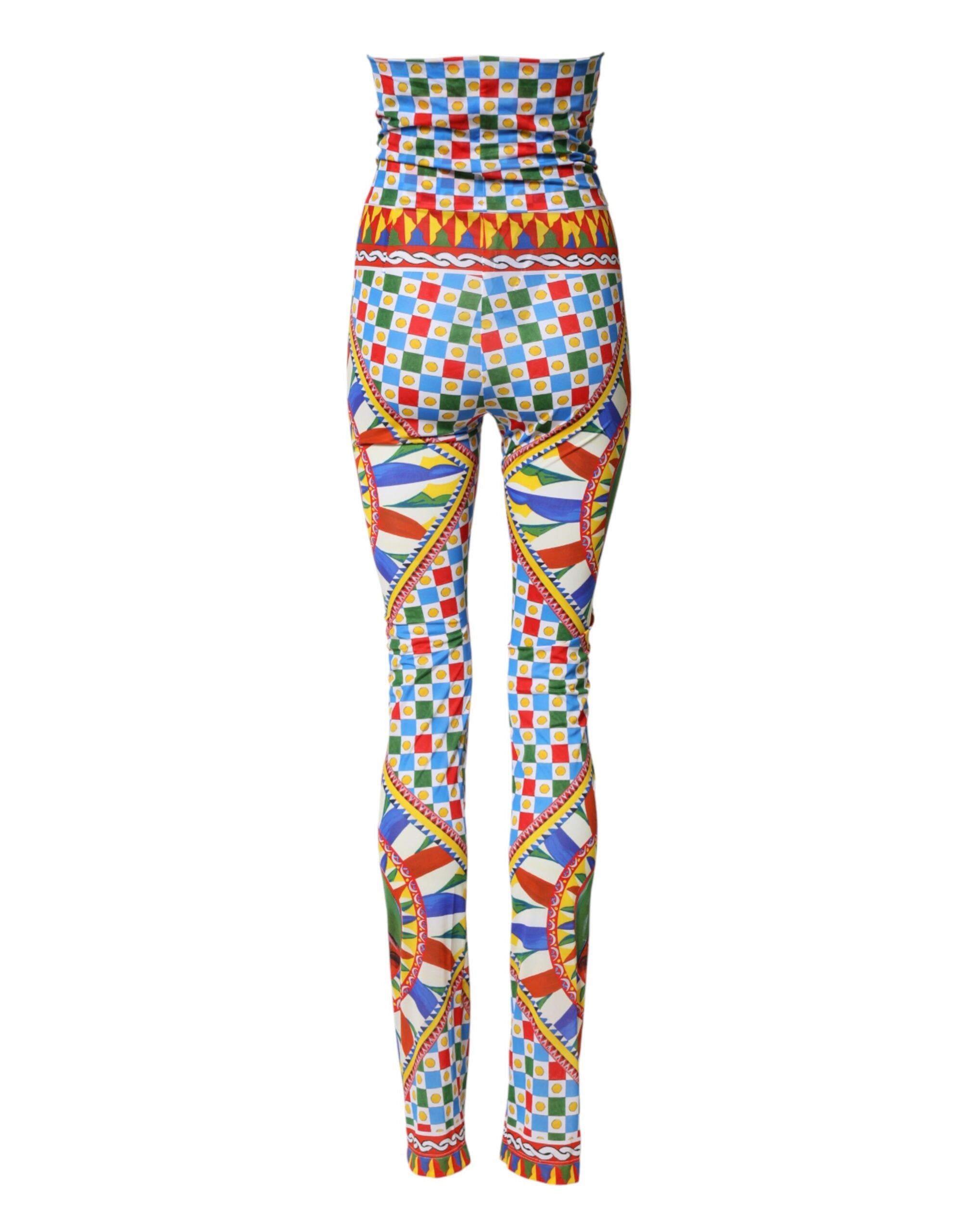 Dolce & Gabbana Multicolor High-Waisted Carretto Leggings-3