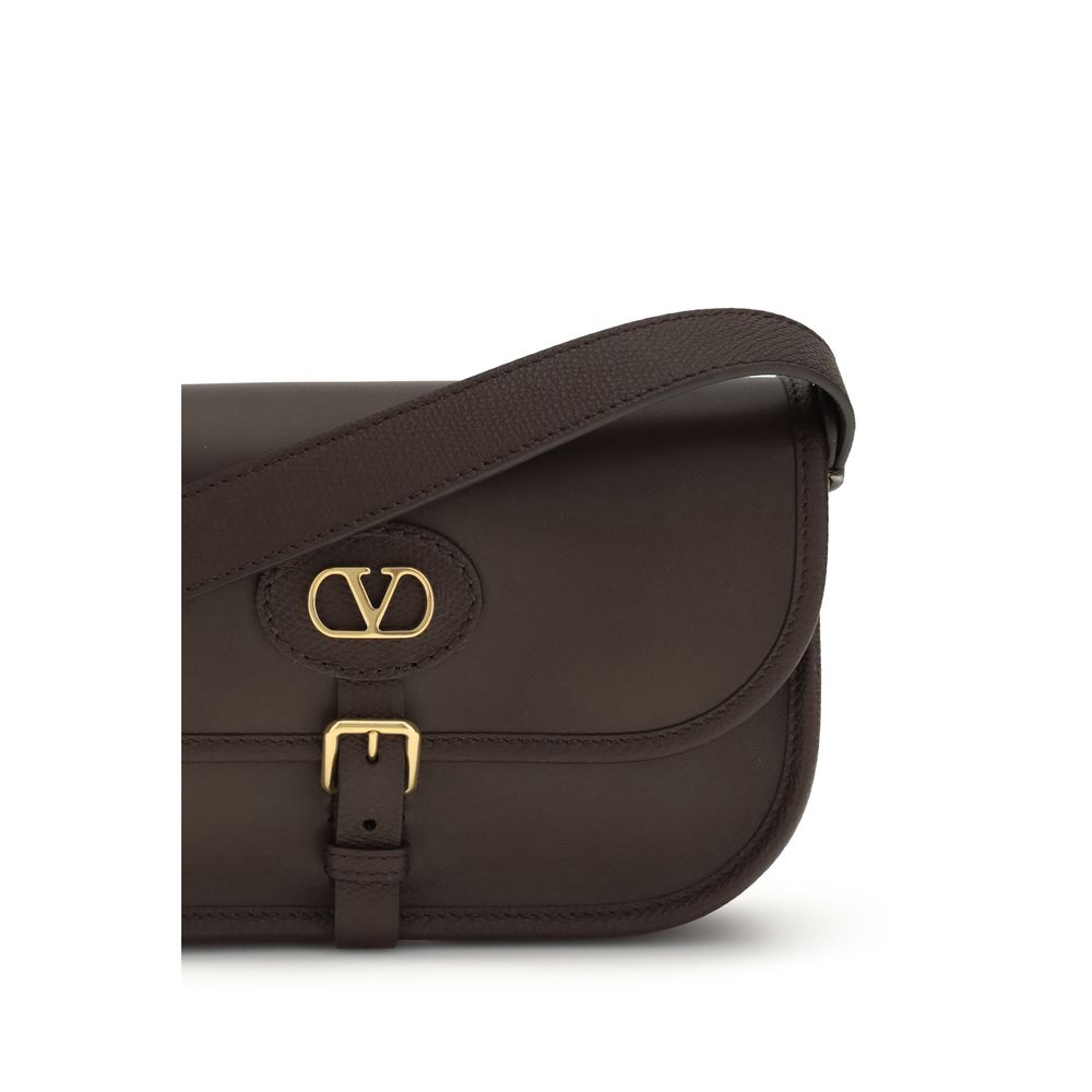 Valentino Garavani Braune Kalbsleder Bos Taurus Schultertasche-4