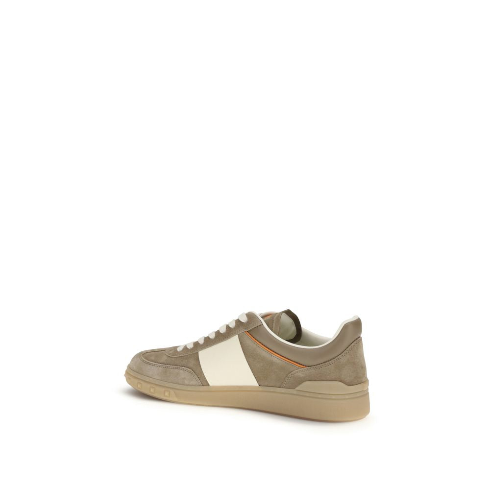 Valentino Garavani Beige Calf Leather Bos Taurus Low Top Sneakers-3