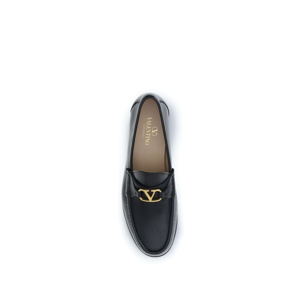 Valentino Garavani Schwarze Bos Taurus Kalbsleder Loafer zum Schlüpfen-4