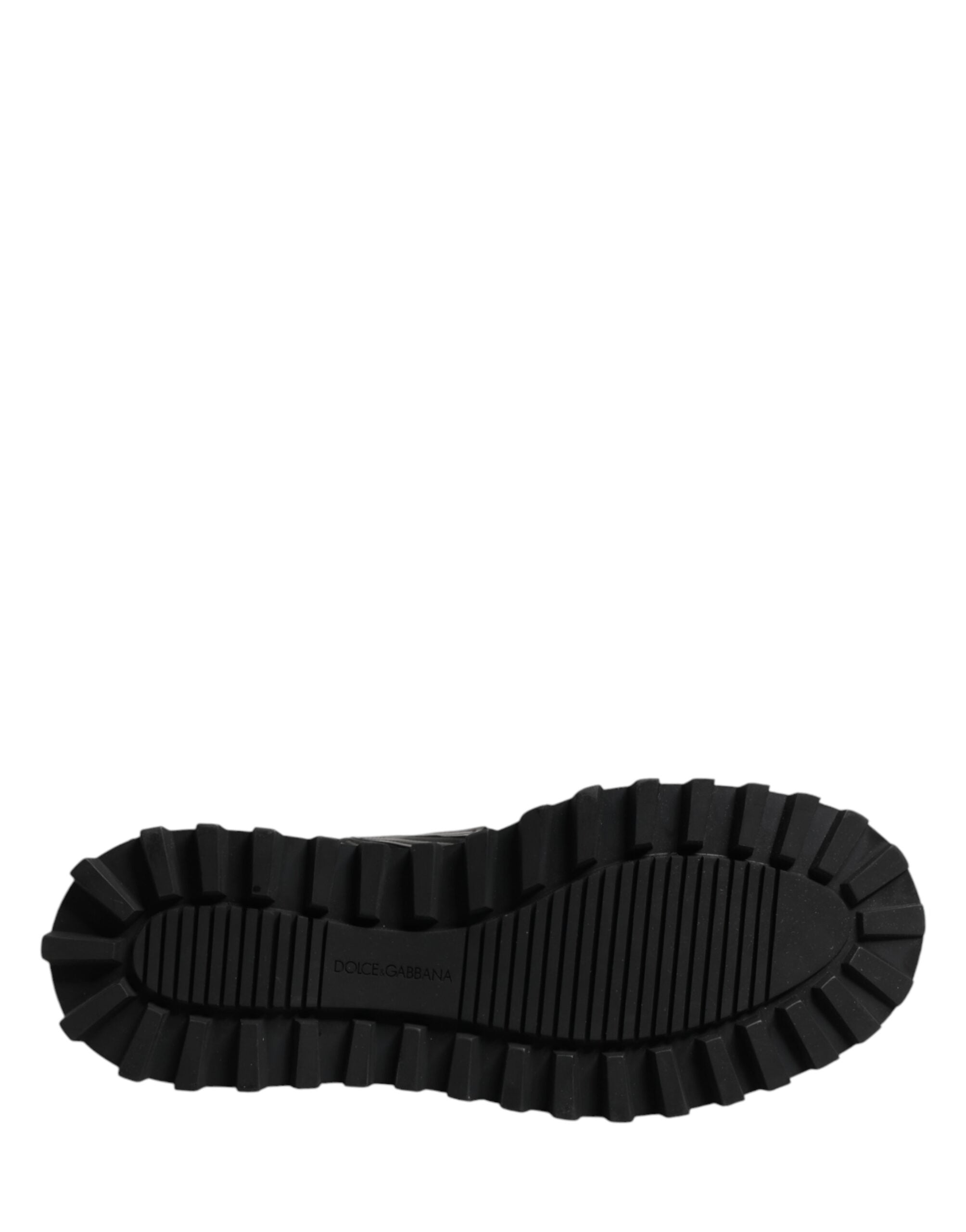 Dolce & Gabbana Black Leather DG Plaque Lace-Up Boots Shoes-8