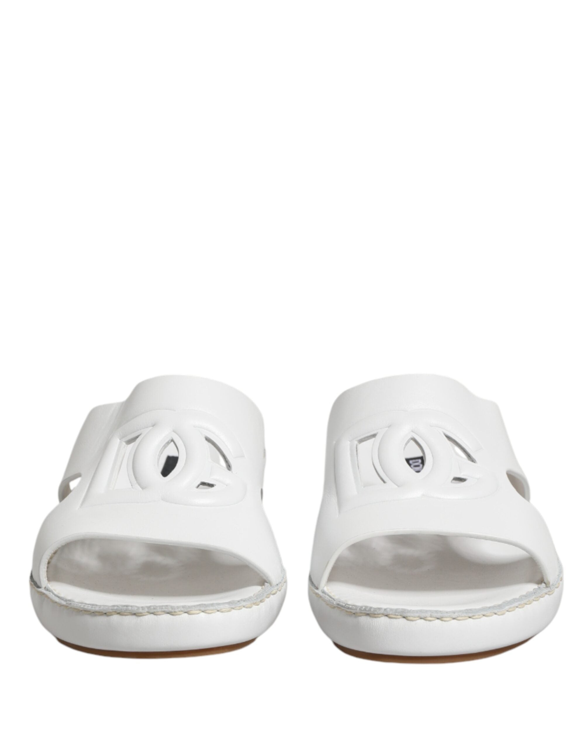 Dolce & Gabbana Weiße DG Cutout Slides Hausschuhe Ballerinas-3