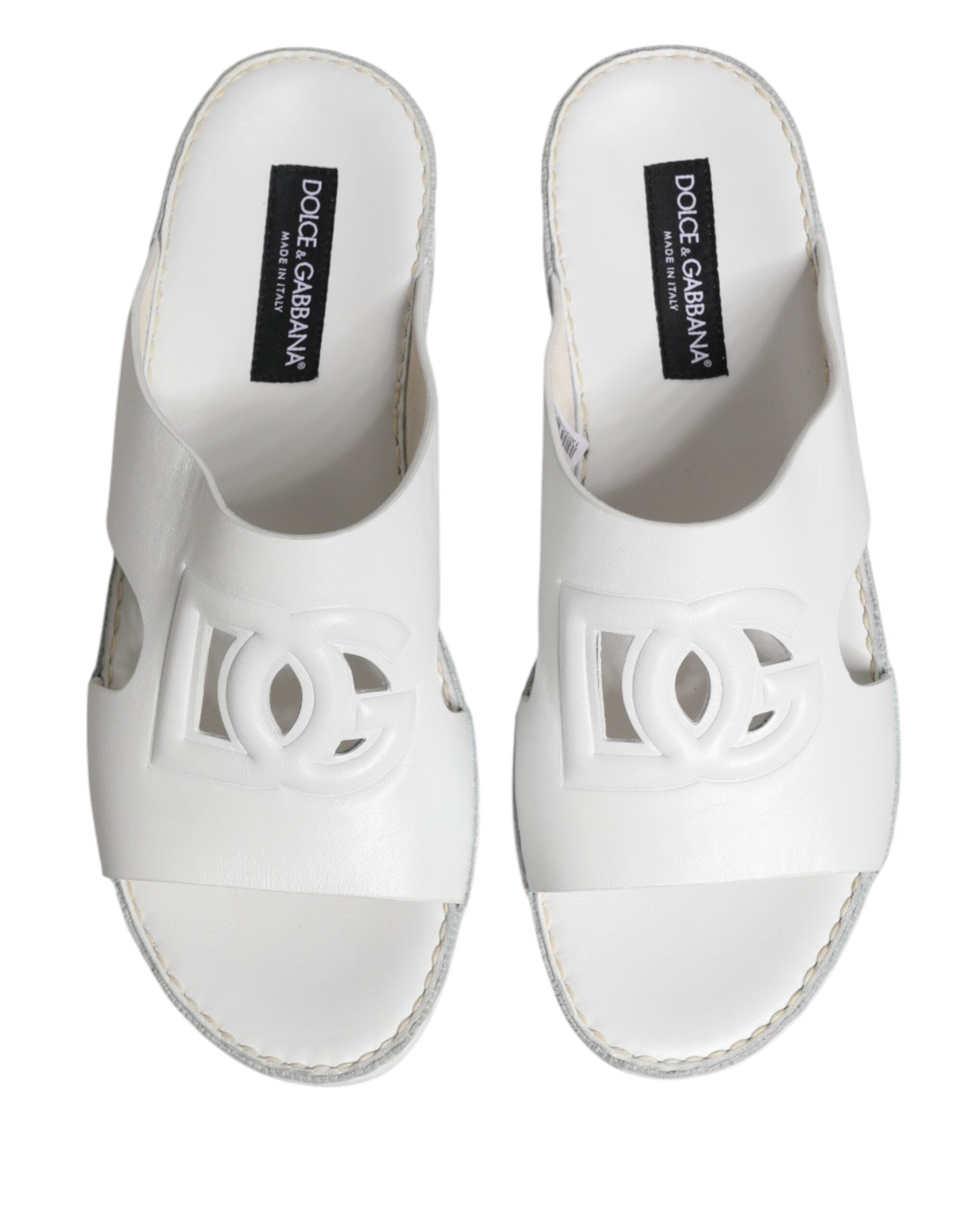 Dolce & Gabbana Weiße DG Cutout Slides Hausschuhe Ballerinas-4