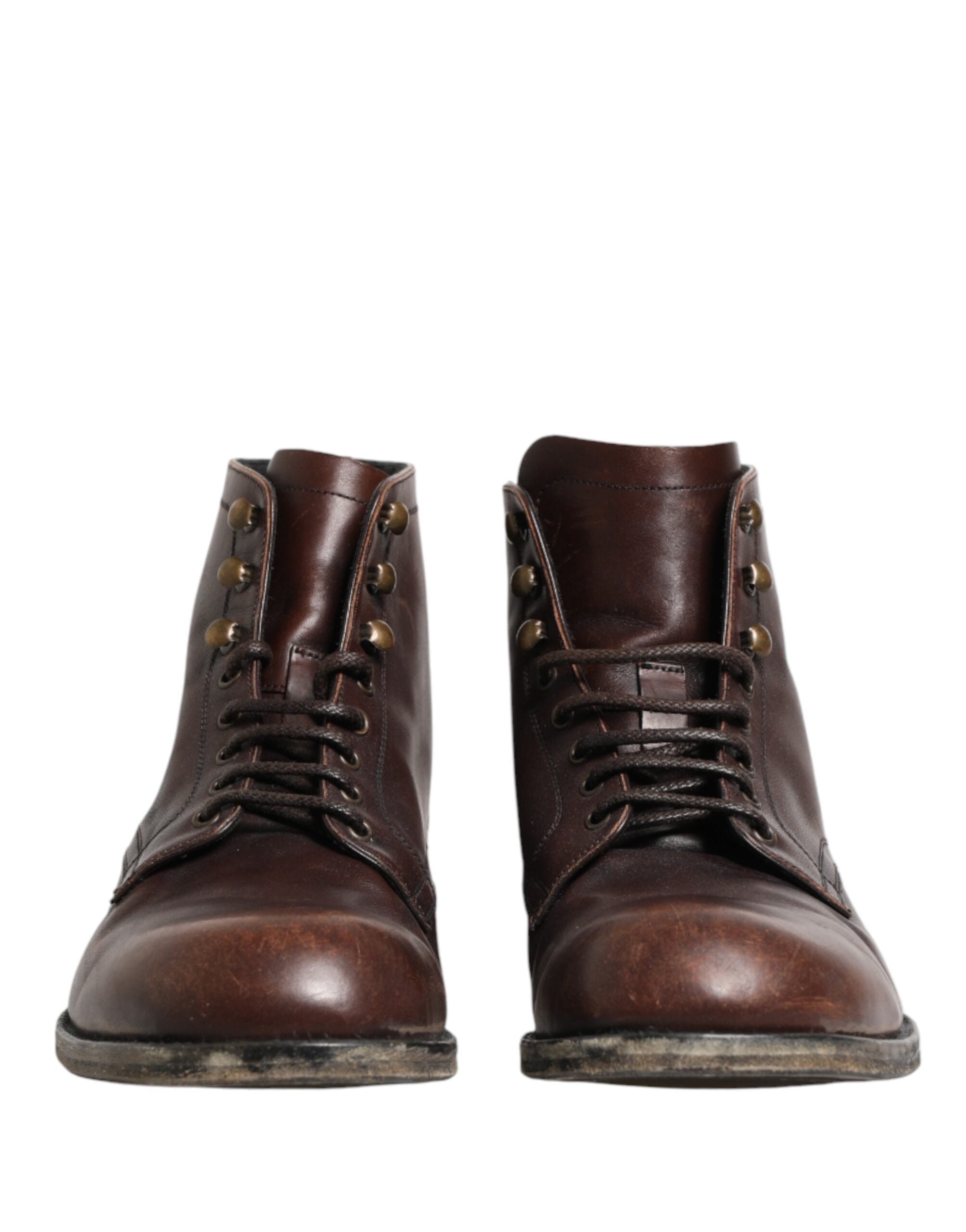 Dolce & Gabbana Brown Lace-Up Ankle Boots Men's Shoes-3