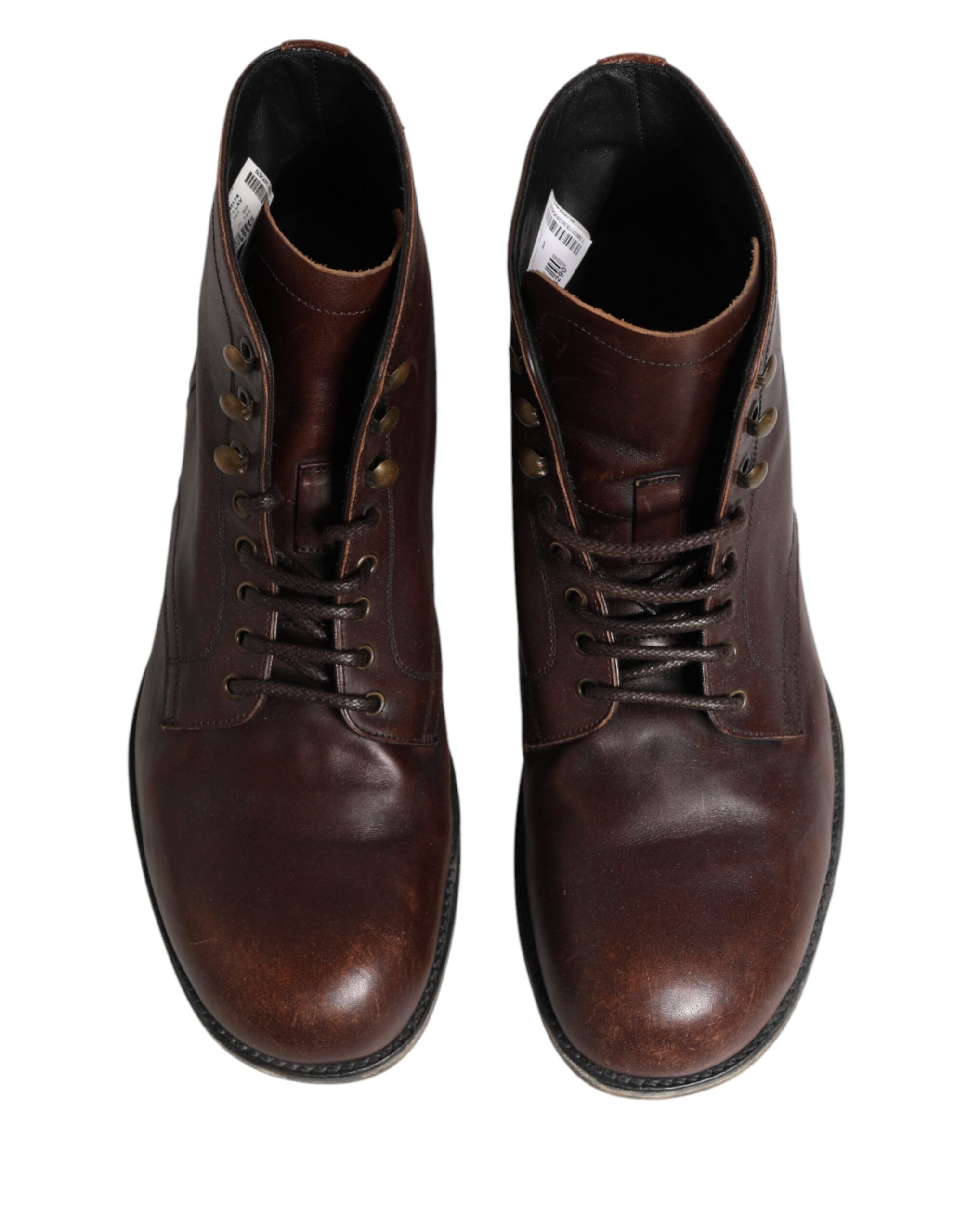 Dolce & Gabbana Brown Lace-Up Ankle Boots Men's Shoes-4