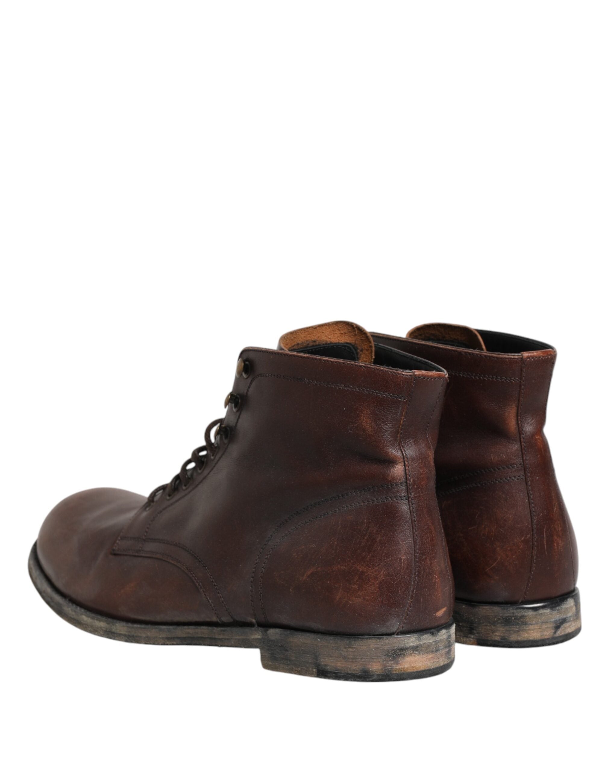 Dolce & Gabbana Brown Lace-Up Ankle Boots Men's Shoes-6
