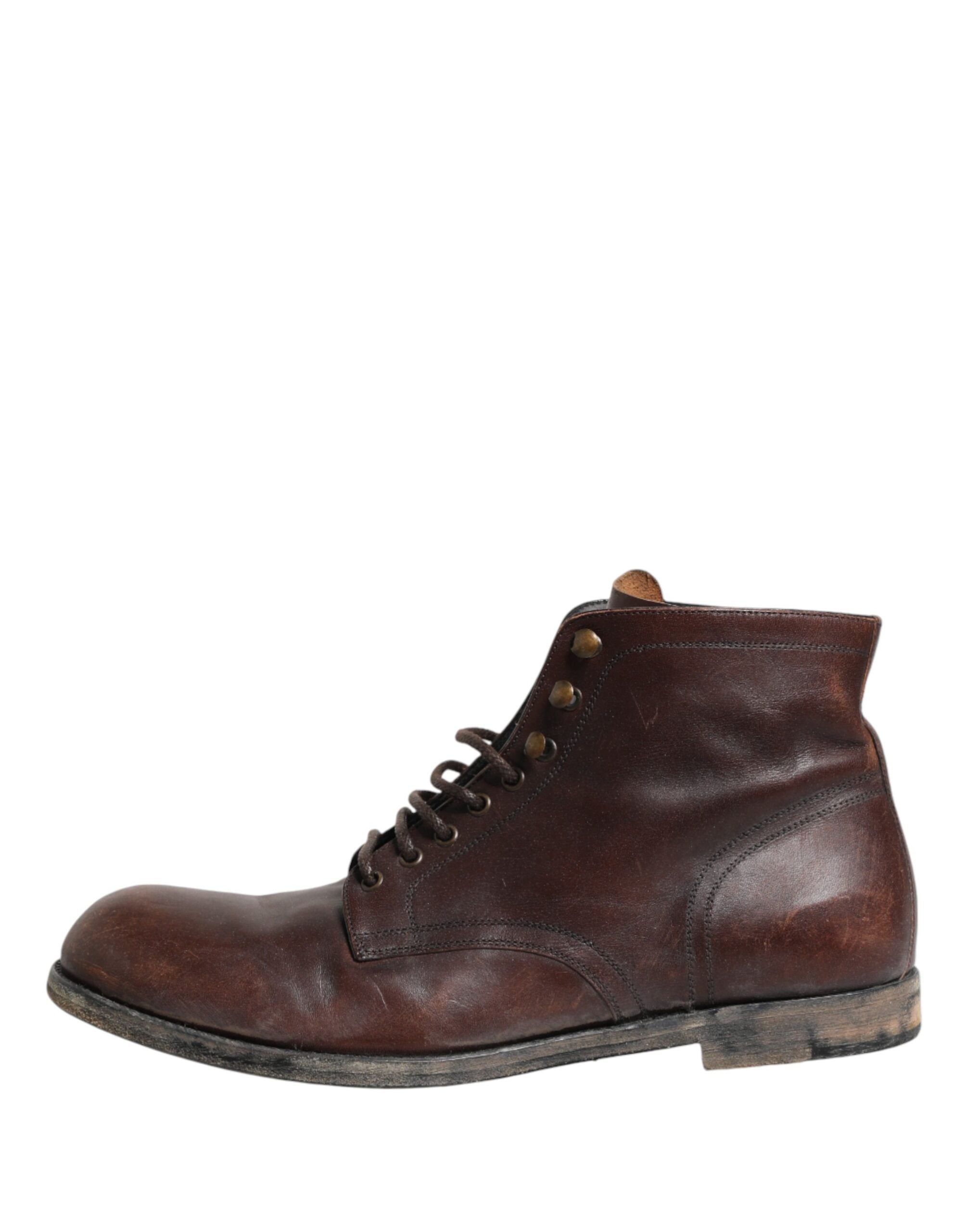 Dolce & Gabbana Brown Lace-Up Ankle Boots Men's Shoes-7