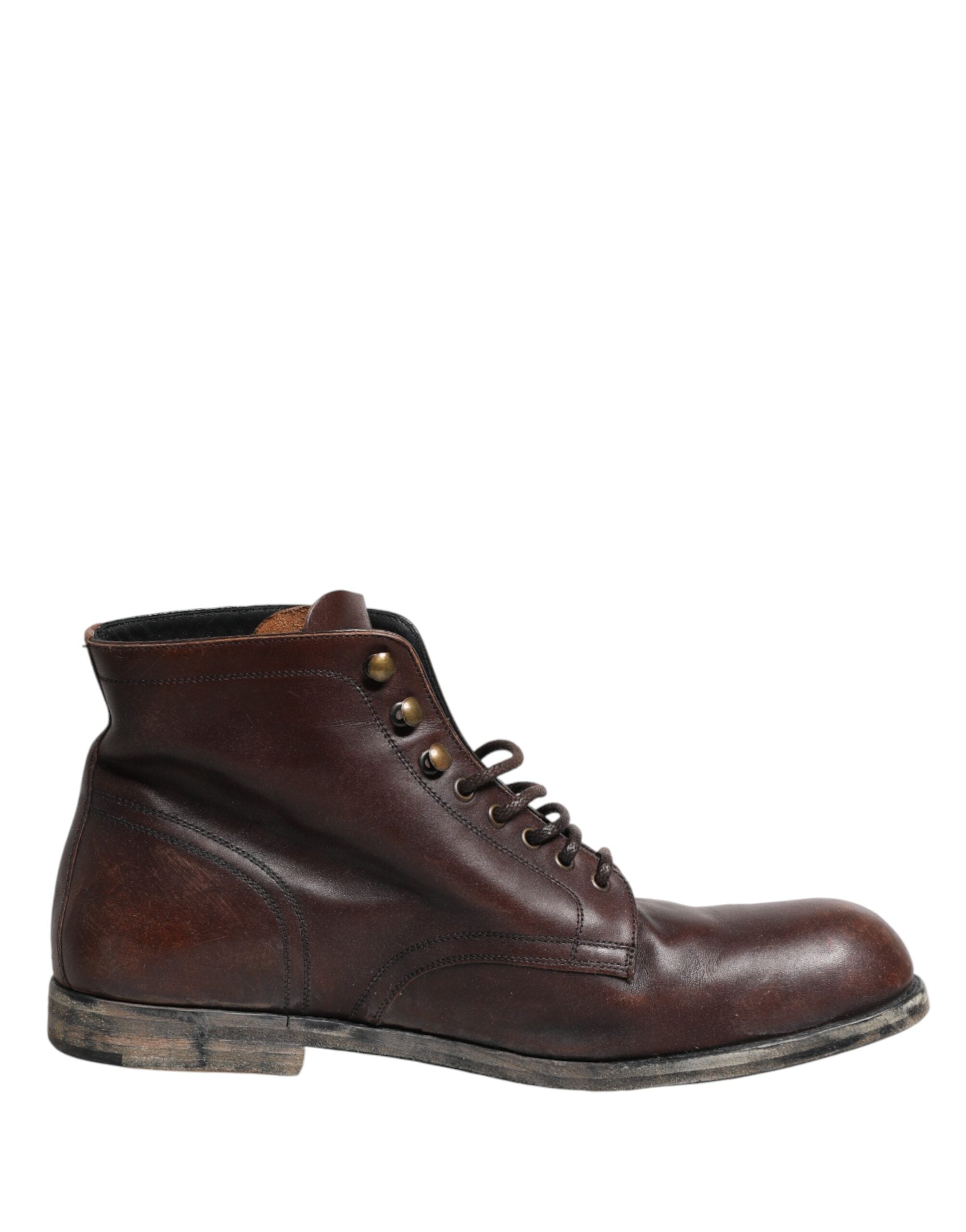 Dolce & Gabbana Brown Lace-Up Ankle Boots Men's Shoes-1
