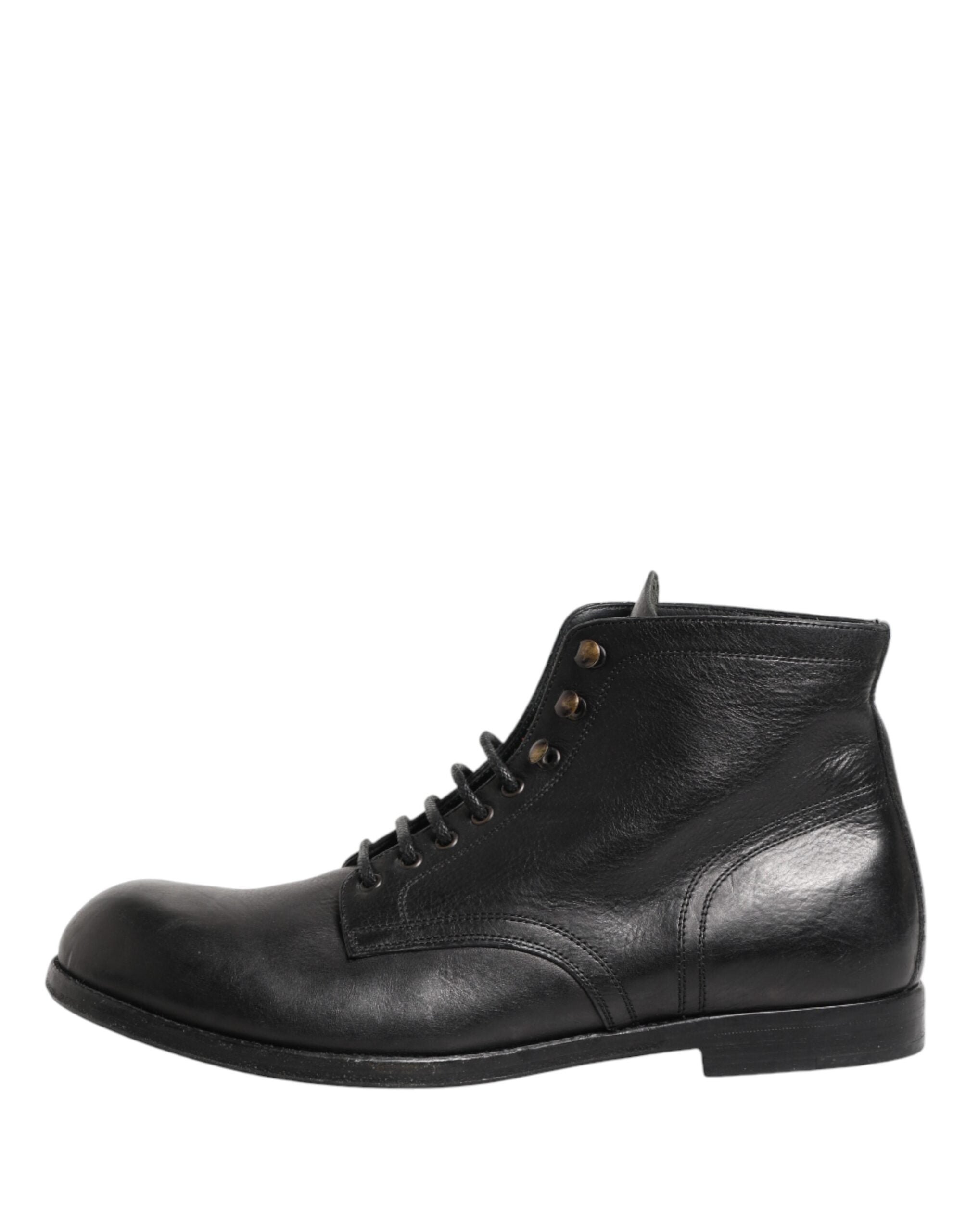 Dolce & Gabbana Schwarze Schnür-Stiefeletten Herren Schuhe-7