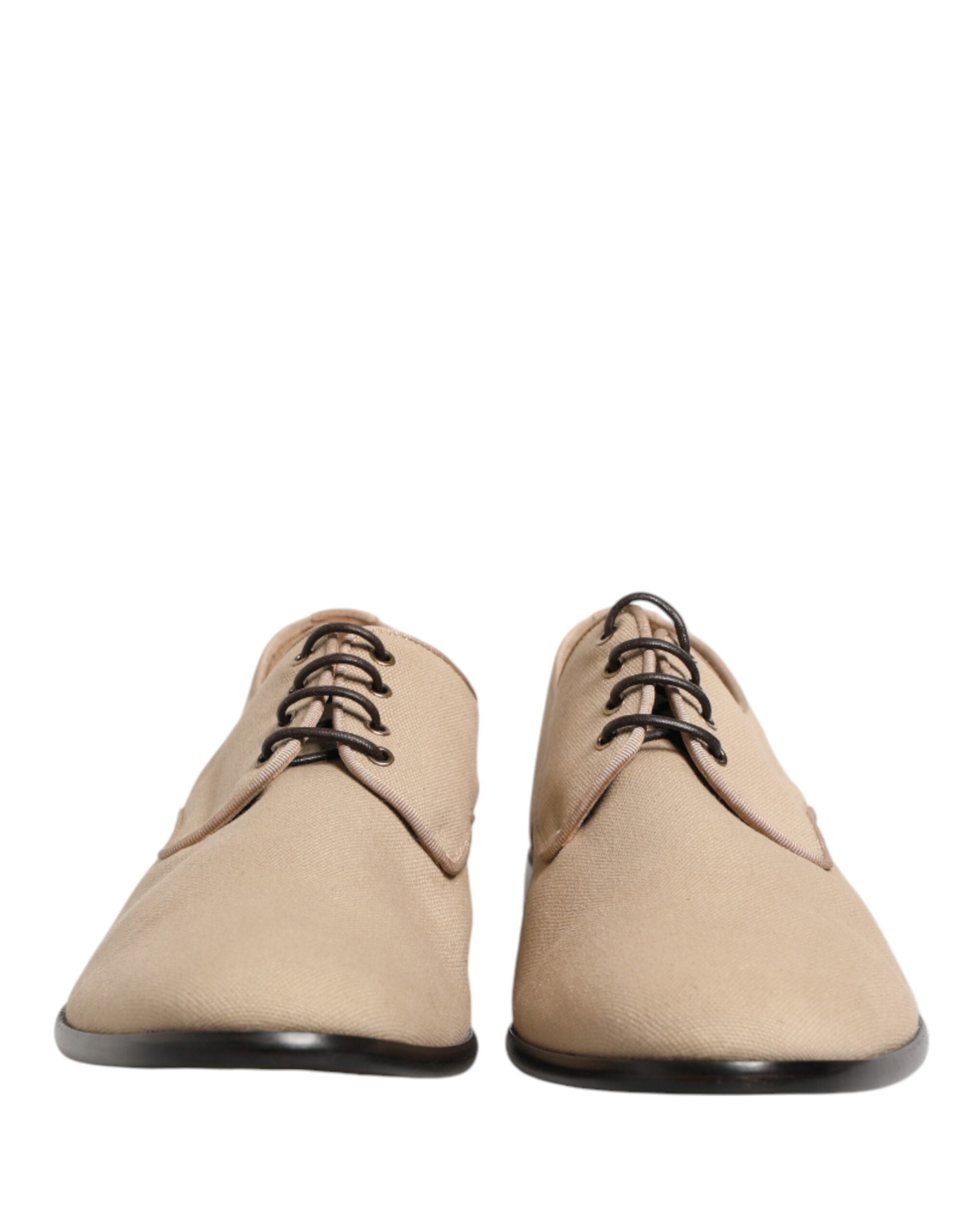 Dolce & Gabbana Men's Beige Canvas Derby Lace-Up Shoes-3
