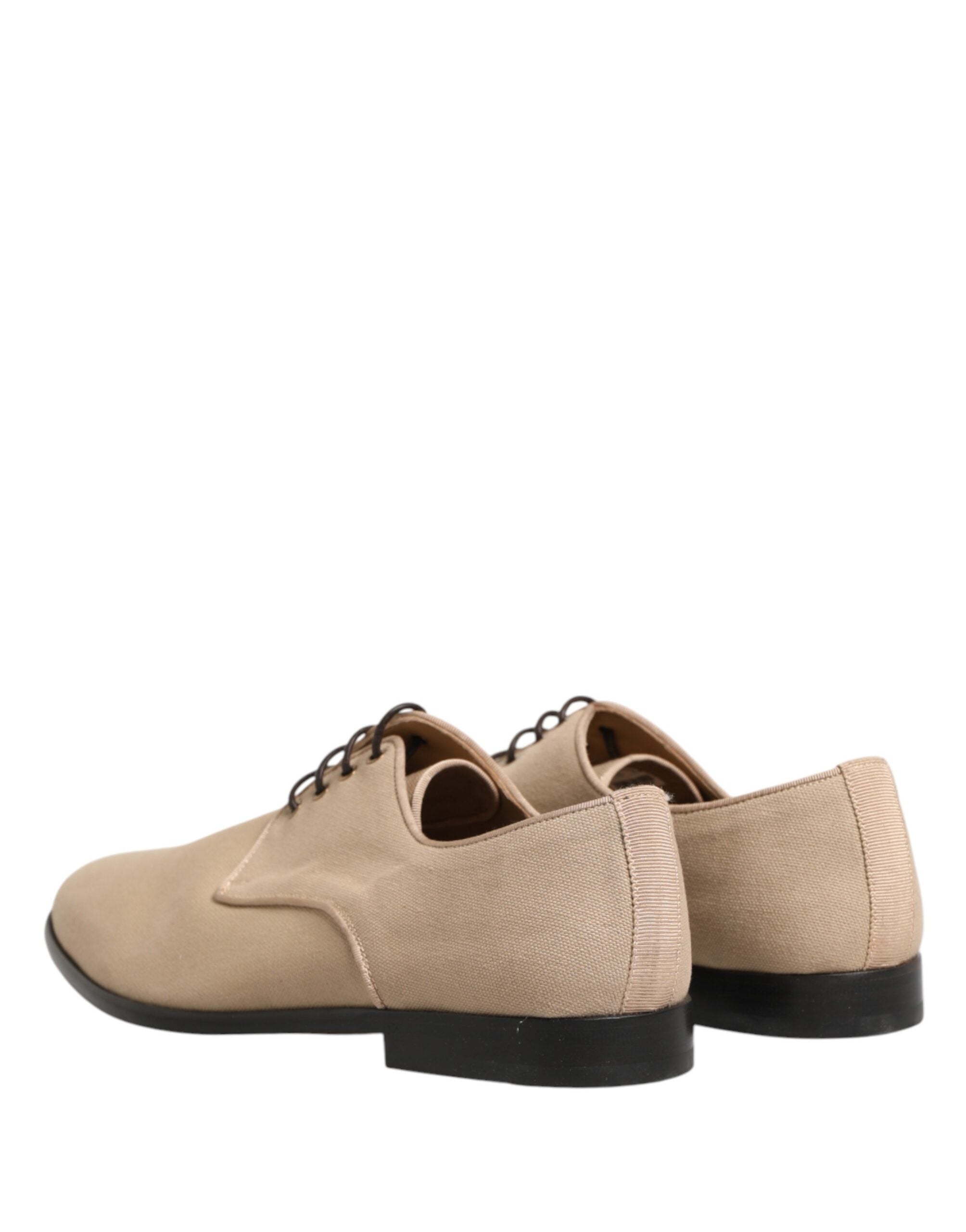 Dolce & Gabbana Men's Beige Canvas Derby Lace-Up Shoes-6