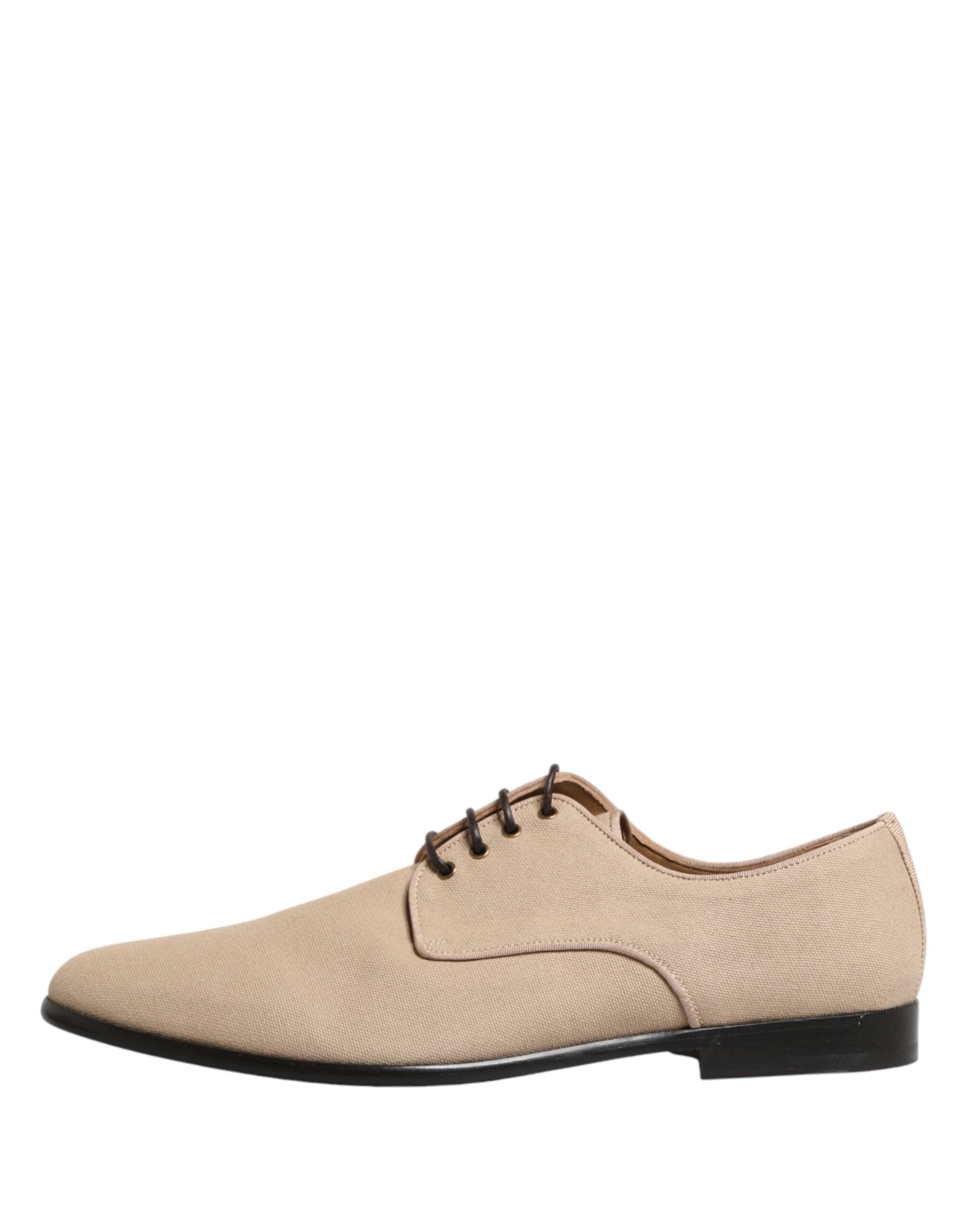 Dolce & Gabbana Men's Beige Canvas Derby Lace-Up Shoes-7