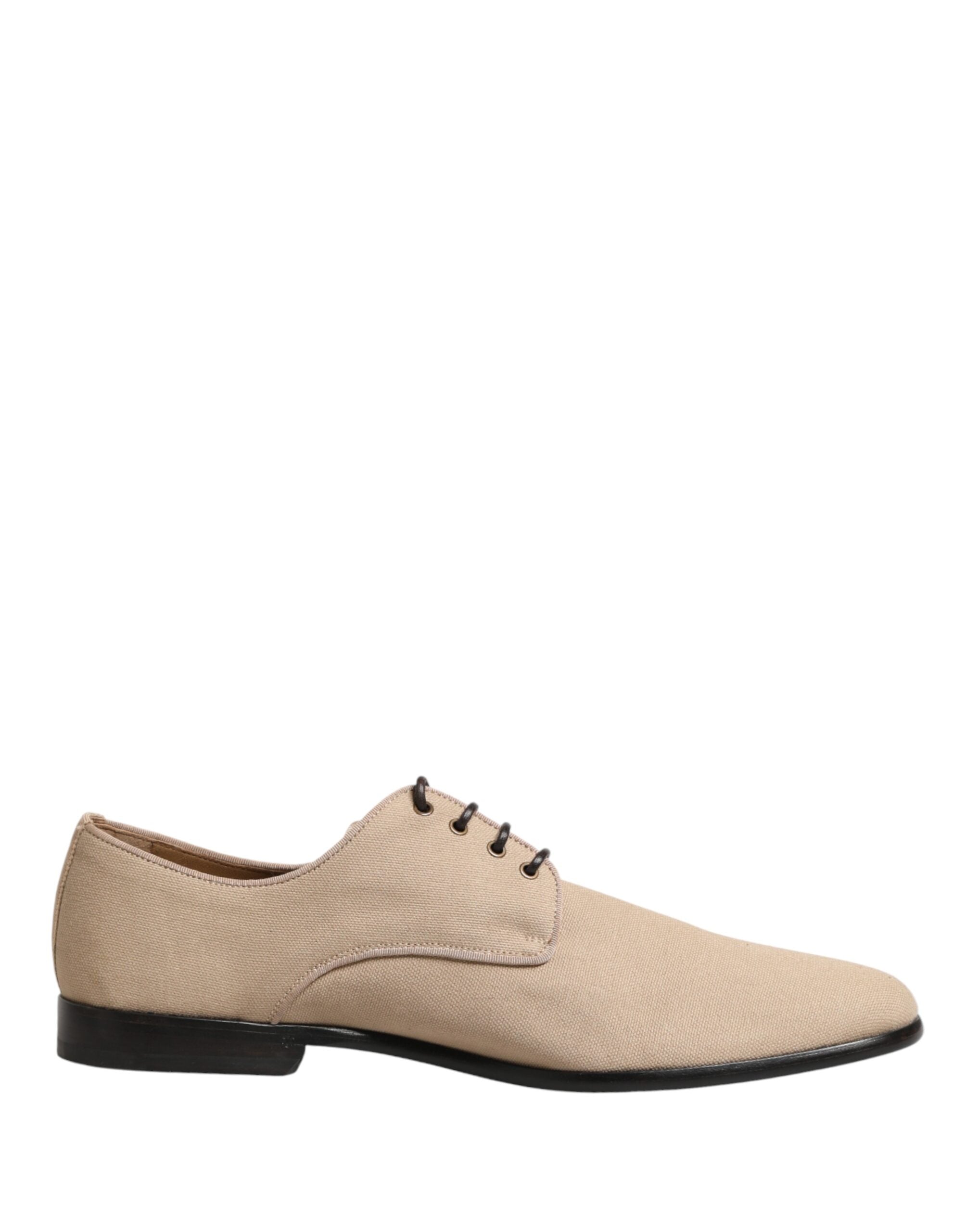 Dolce & Gabbana Men's Beige Canvas Derby Lace-Up Shoes-2