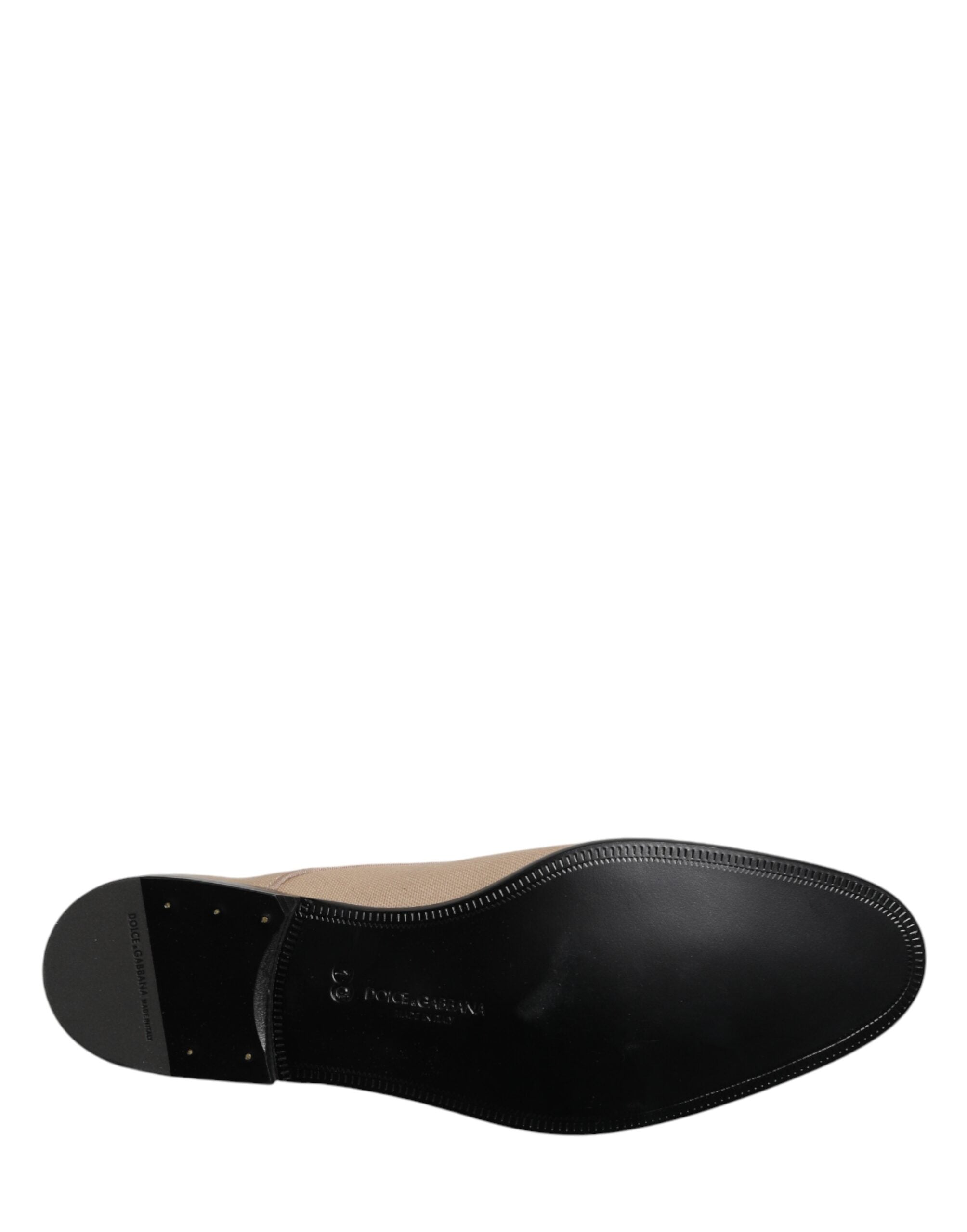 Dolce & Gabbana Men's Beige Canvas Derby Lace-Up Shoes-8