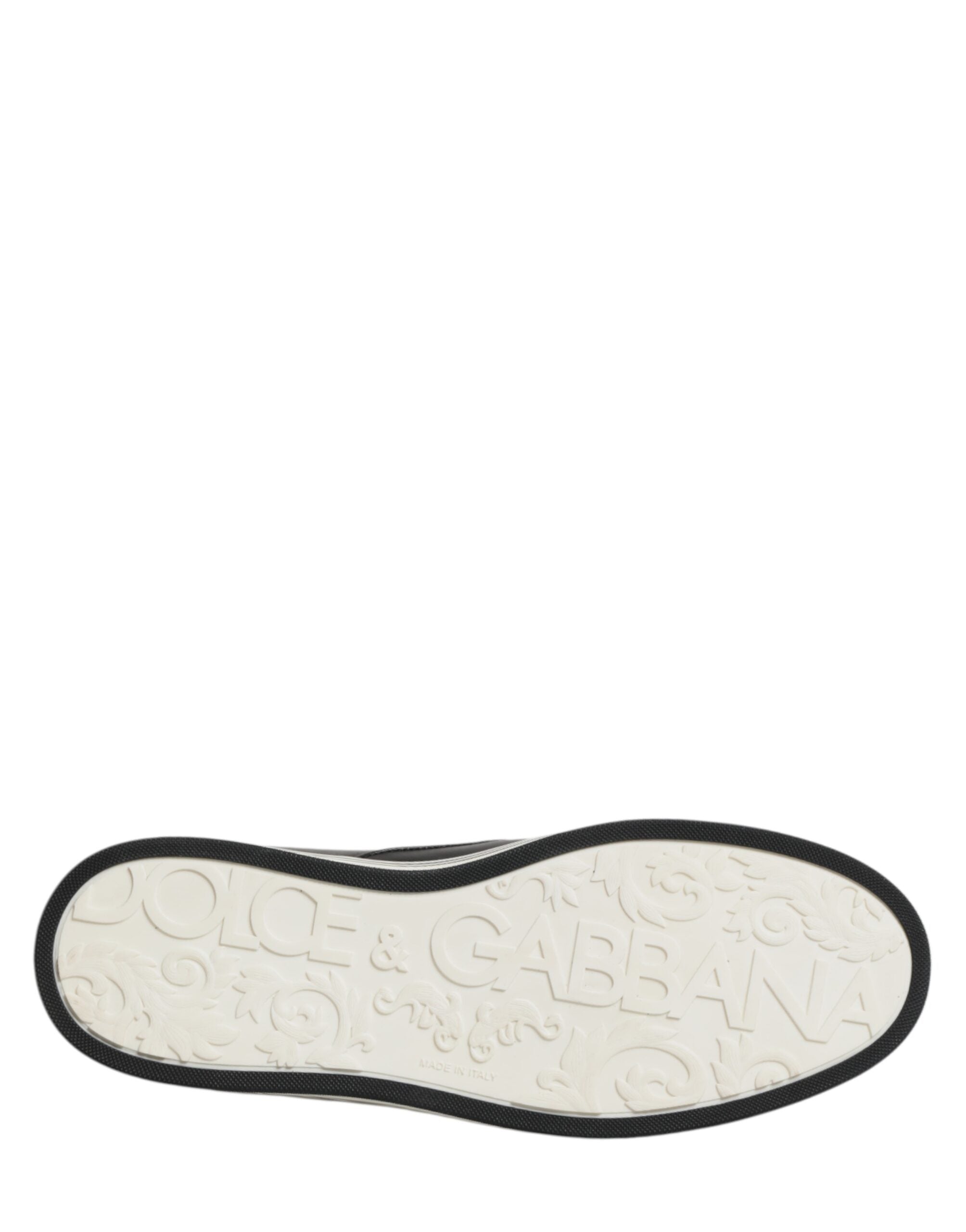 Dolce & Gabbana Schwarze Leder Signature Figures Sneaker Schuhe-8