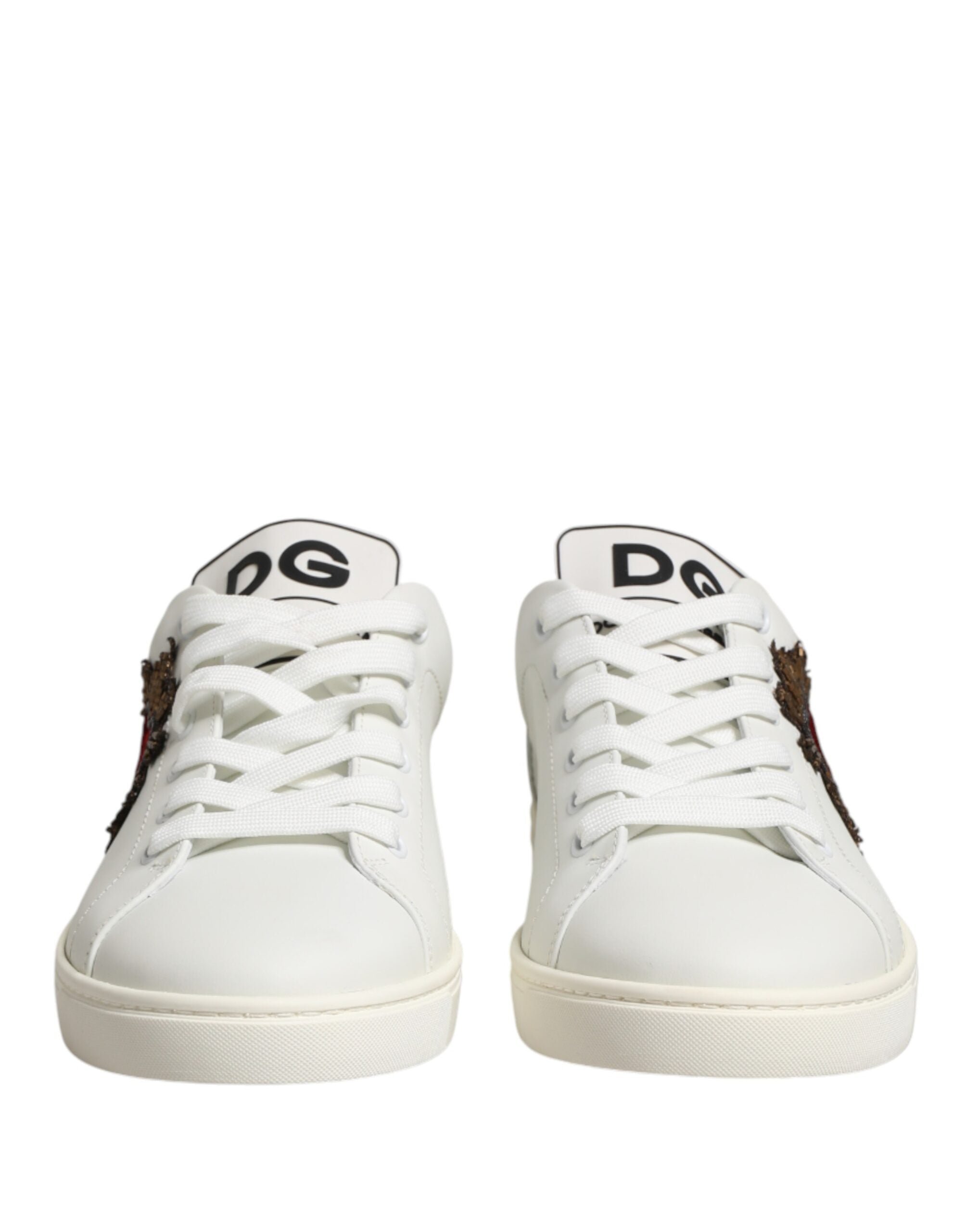 Dolce & Gabbana Weiße Leder Sneakers mit Sacred Heart Patch-1
