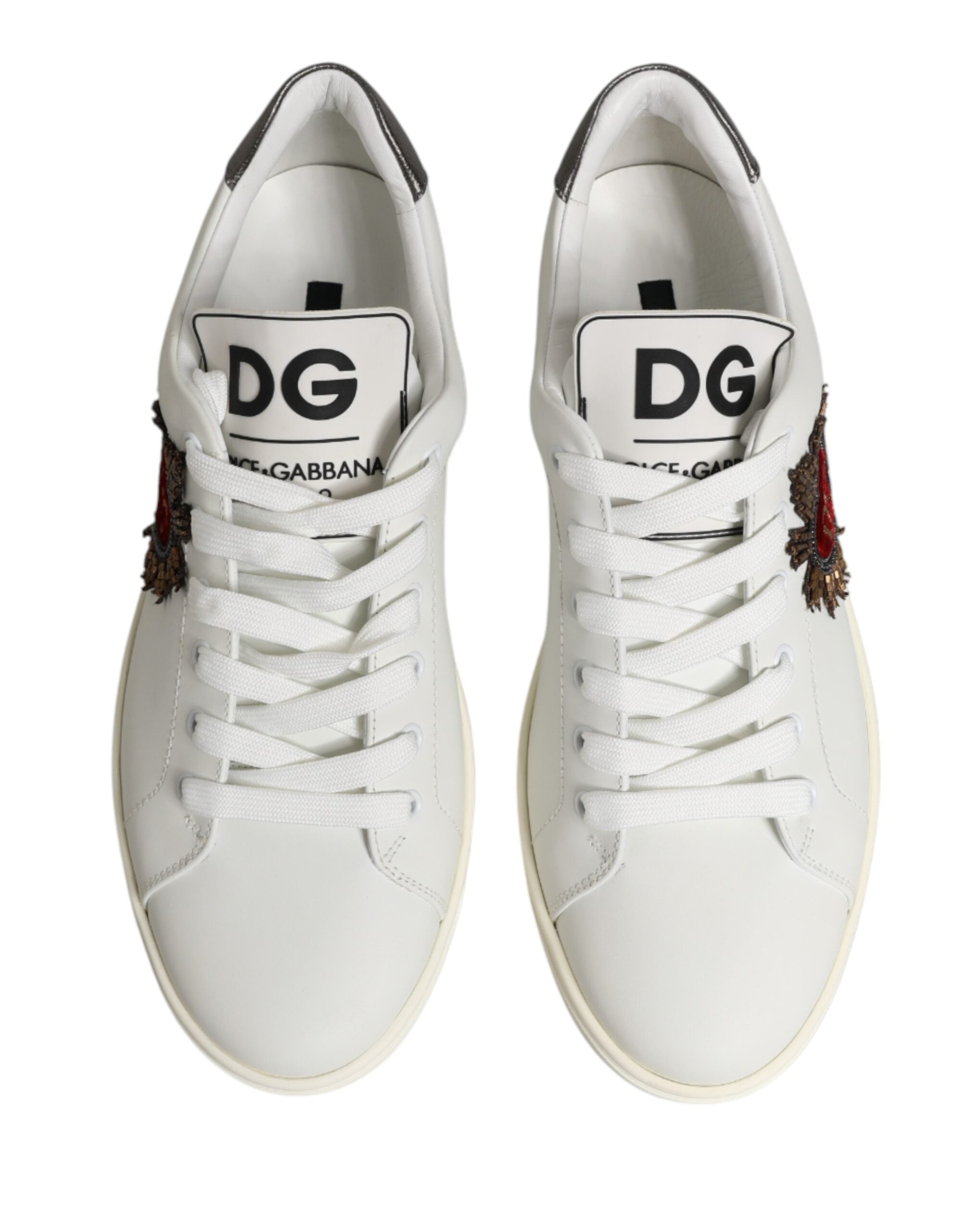 Dolce & Gabbana Weiße Leder Sneakers mit Sacred Heart Patch-2