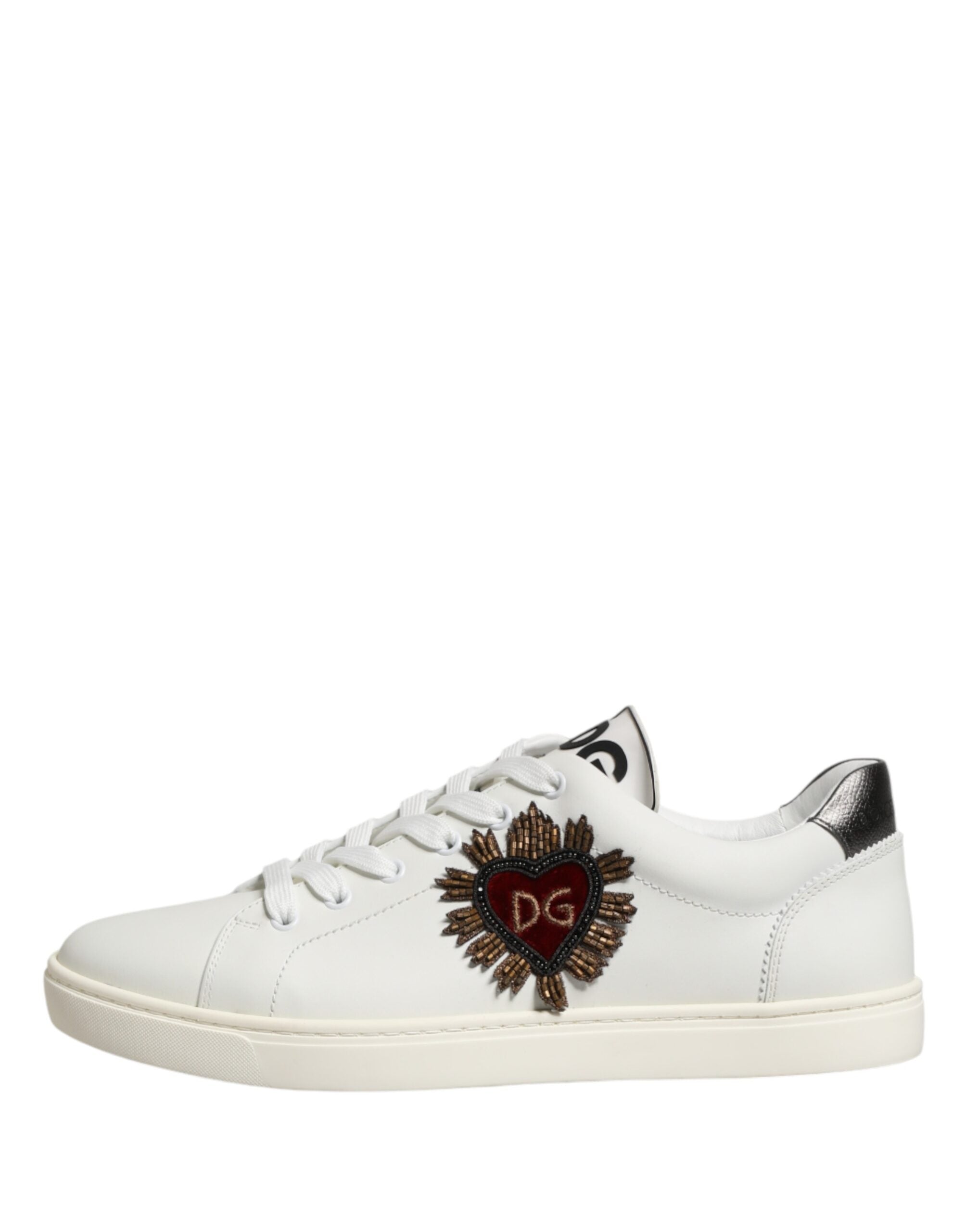 Dolce & Gabbana Weiße Leder Sneakers mit Sacred Heart Patch-6