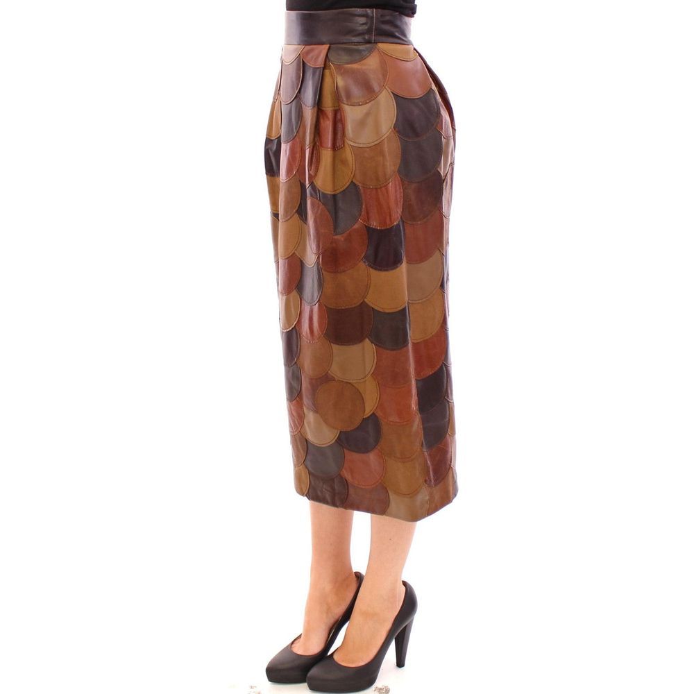 Dolce & Gabbana Brauner Midi-Rock aus Lammleder-2