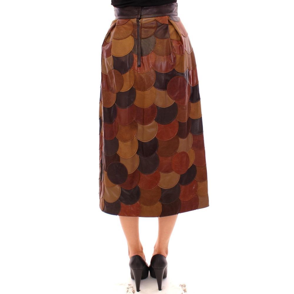 Dolce & Gabbana Brauner Midi-Rock aus Lammleder-3