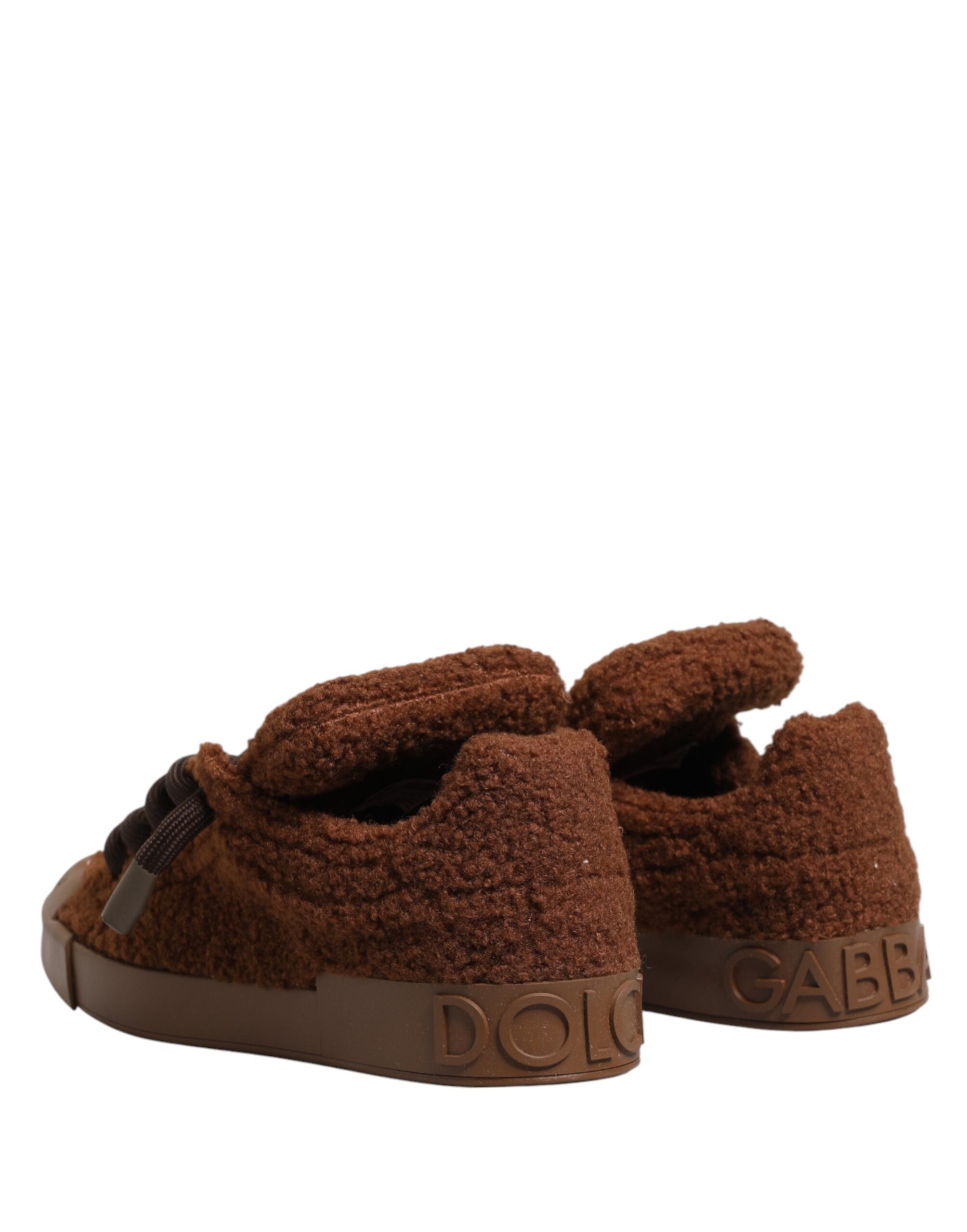 Dolce & Gabbana Brown Faux Shearling Low-Top Sneakers-6