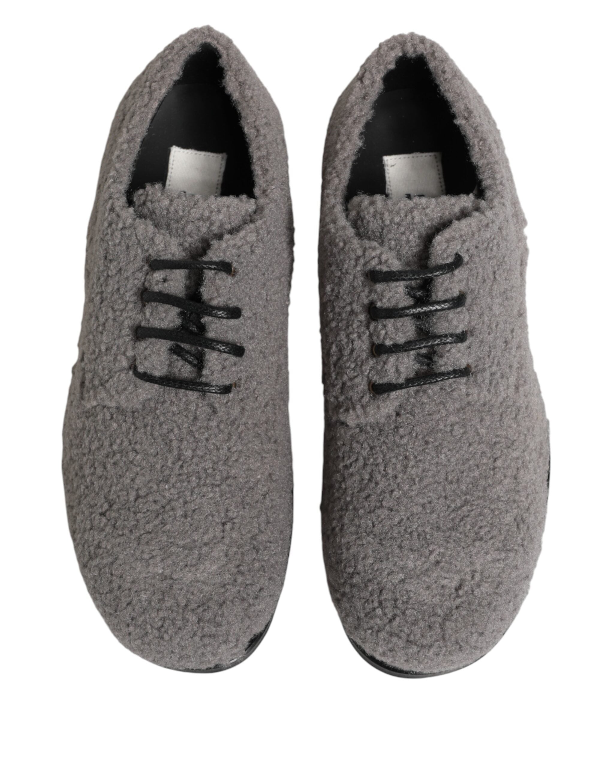 Dolce & Gabbana Gray Fleece Lace-Up Men's Derby Dress Shoes-4