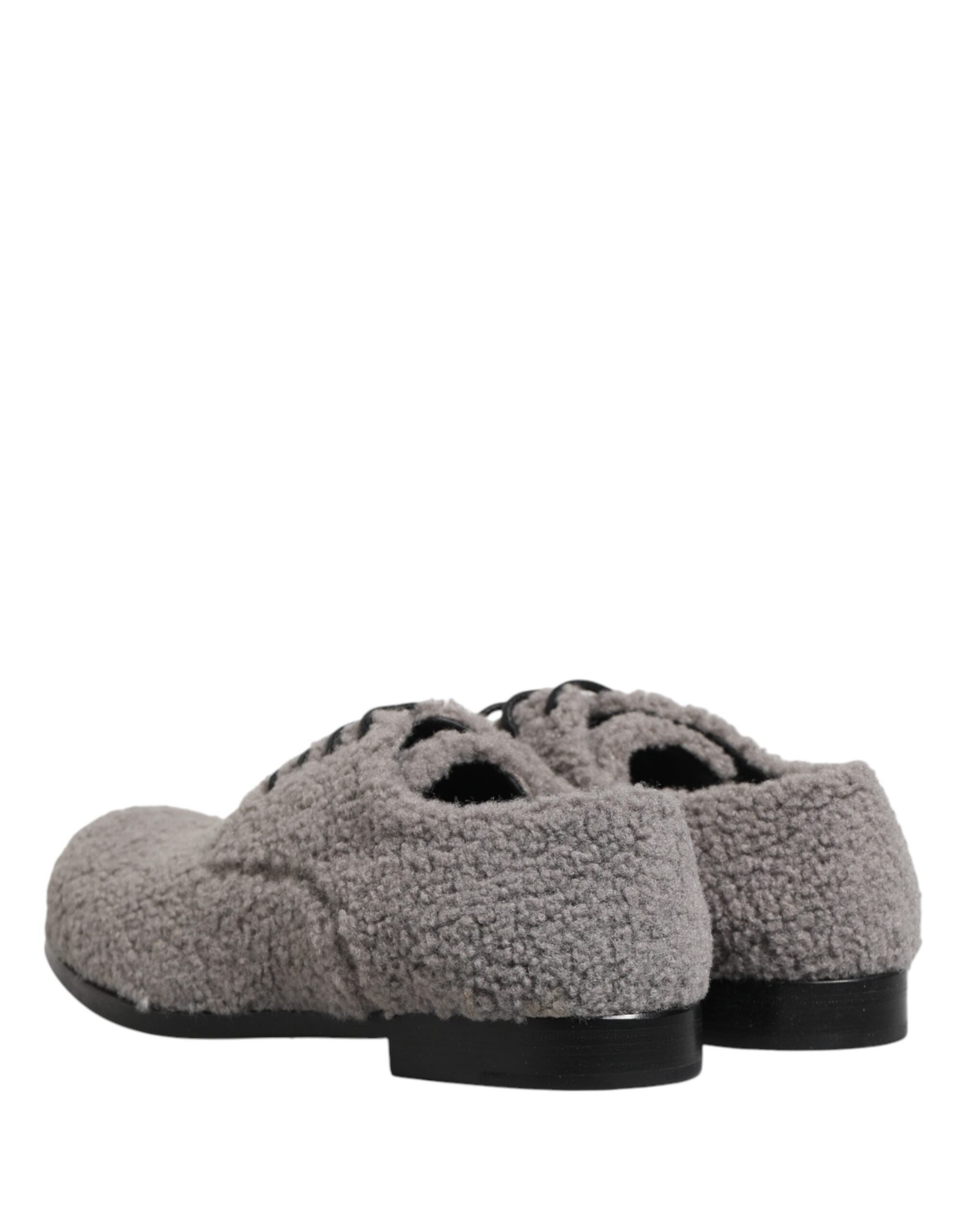 Dolce & Gabbana Gray Fleece Lace-Up Men's Derby Dress Shoes-6
