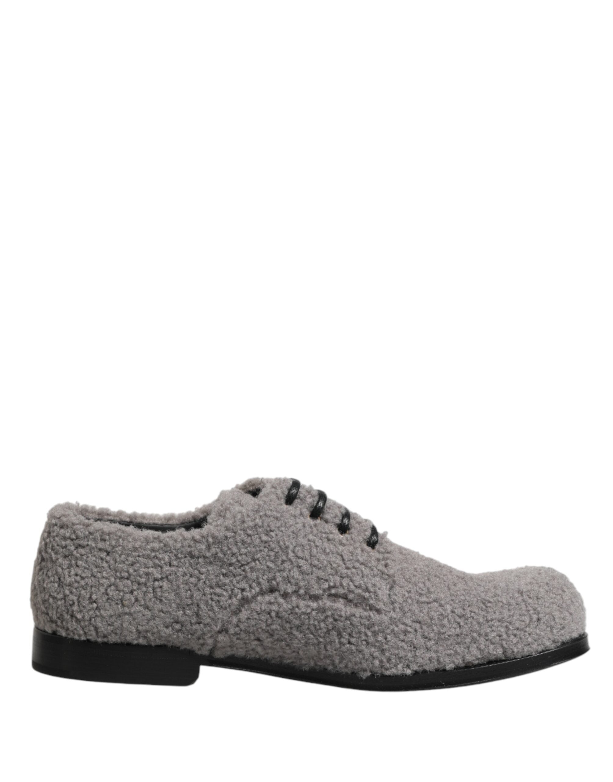 Dolce & Gabbana Gray Fleece Lace-Up Men's Derby Dress Shoes-2