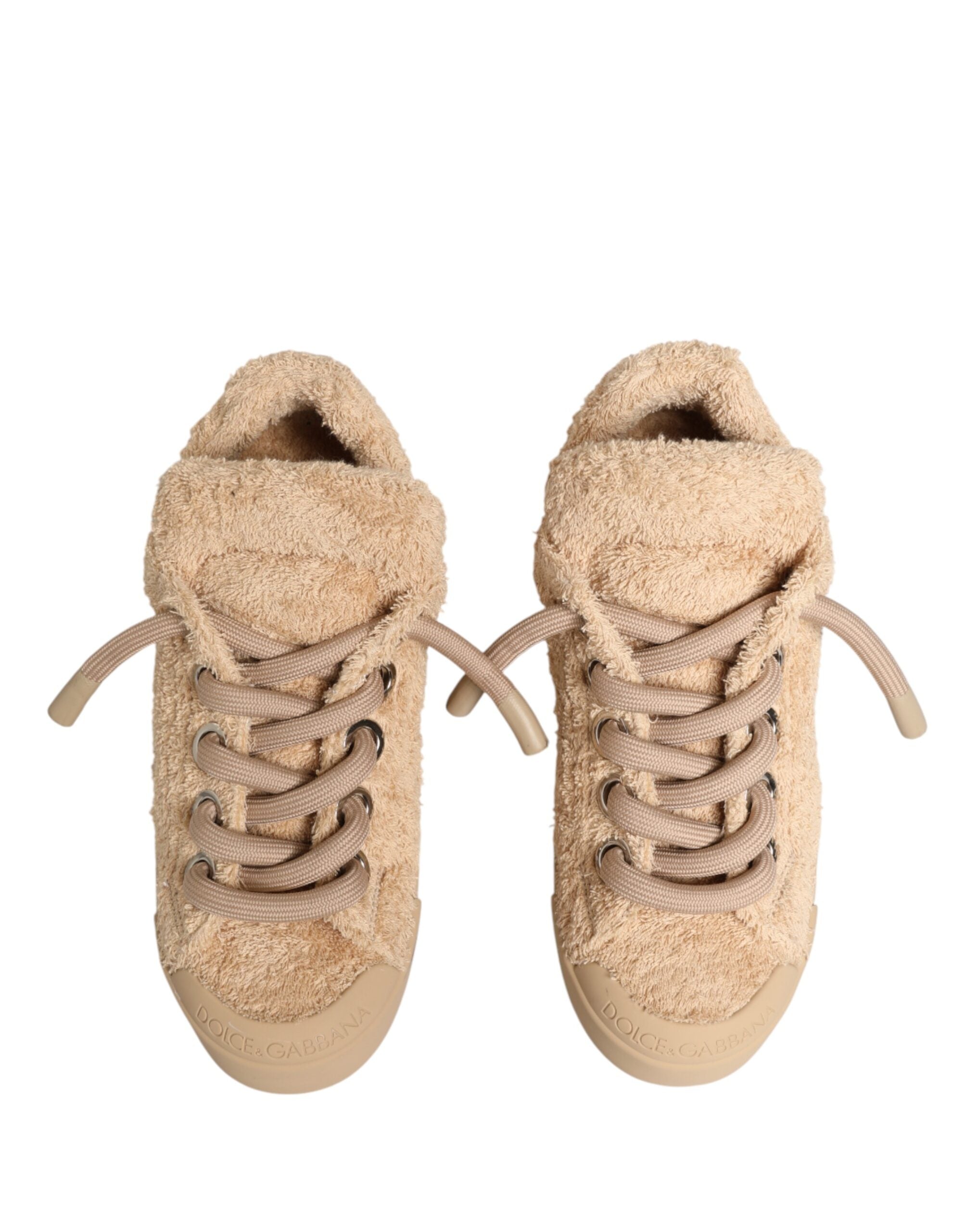 Dolce & Gabbana Schuhe Beige Kunst Shearling Low-Top-Sneaker-4