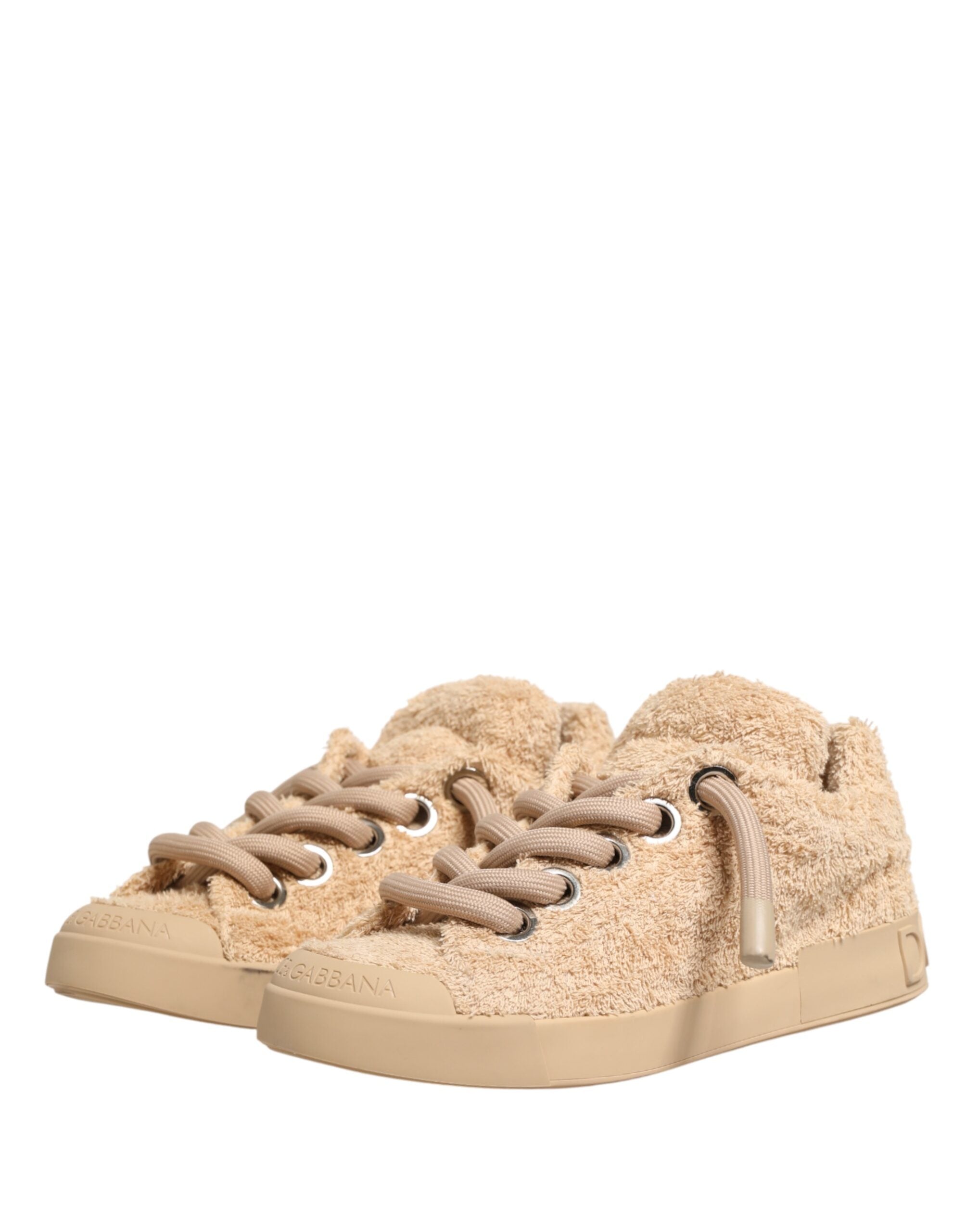 Dolce & Gabbana Schuhe Beige Kunst Shearling Low-Top-Sneaker-5