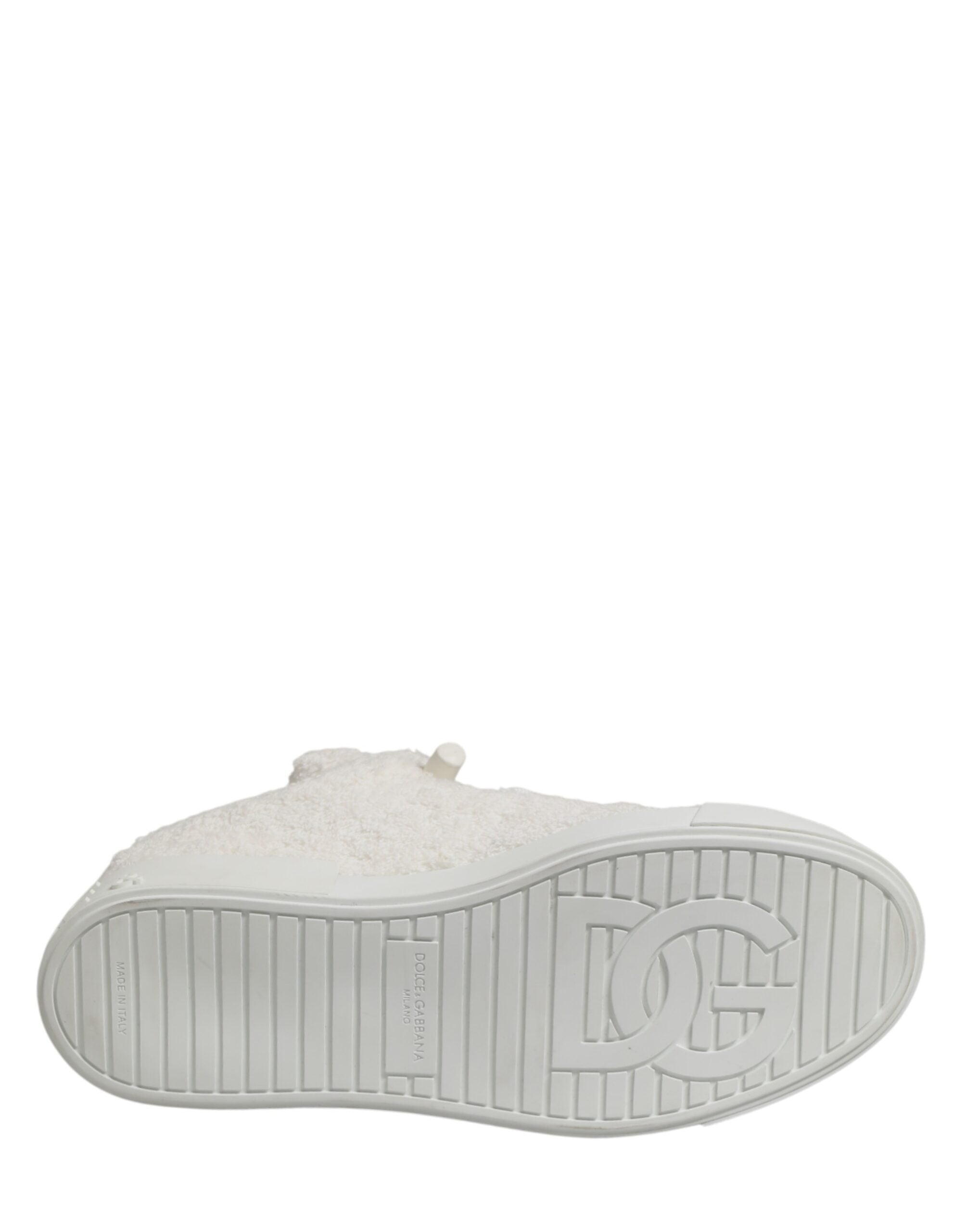 Dolce & Gabbana White Faux Shearling Low-Top Sneakers-8