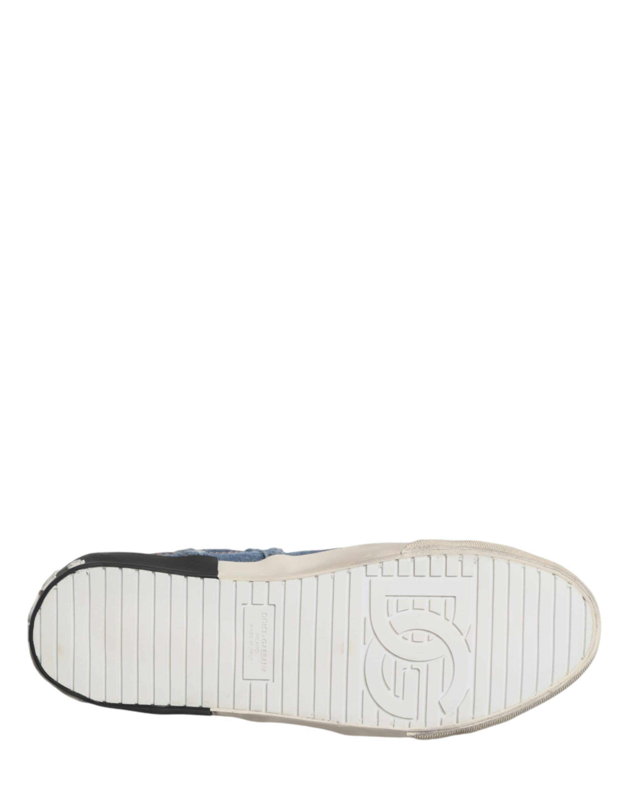 Dolce & Gabbana Blue Distressed Denim Low-Top Sneakers-8