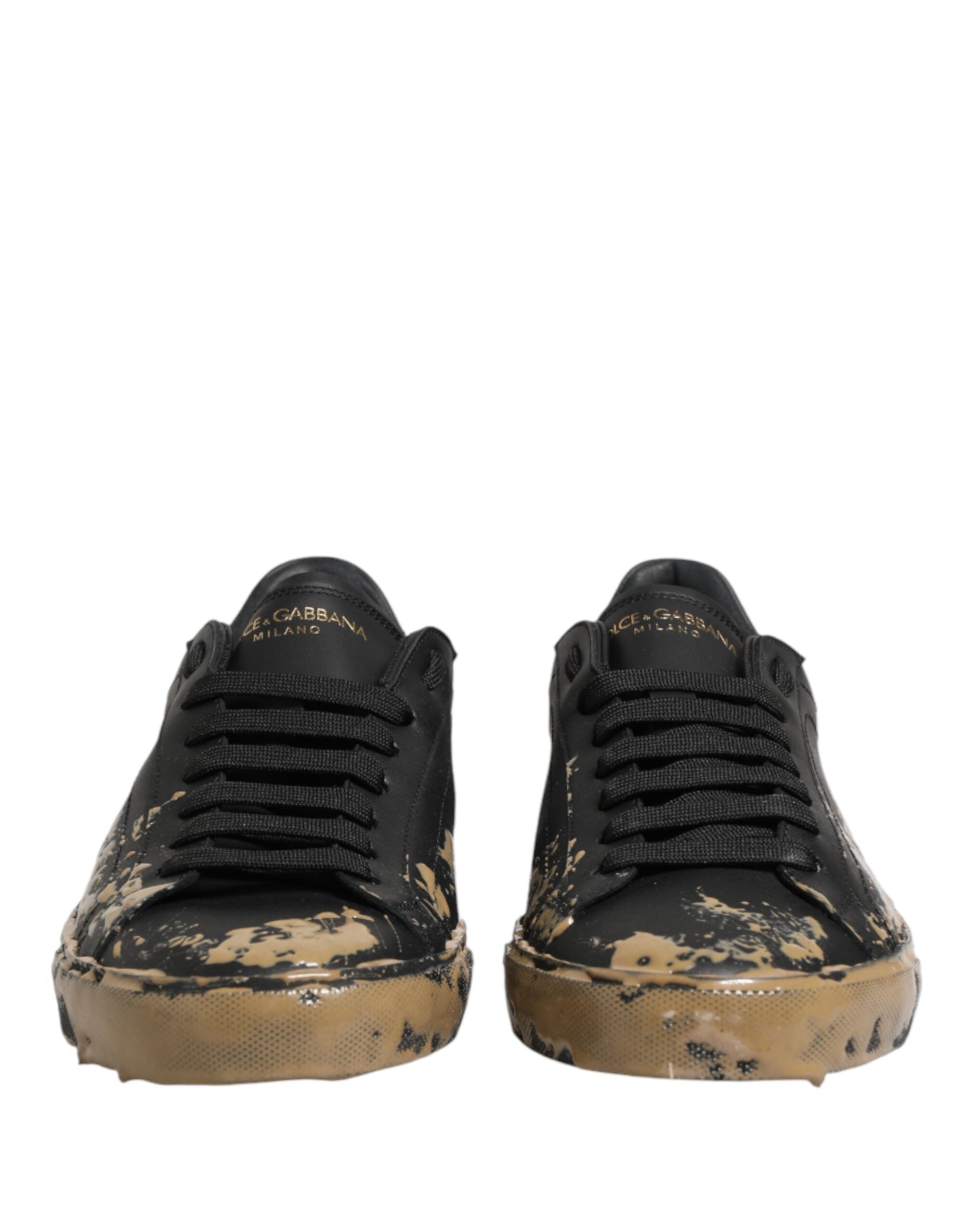 Dolce & Gabbana Black Used-Look Low-Top Portofino Sneakers-3