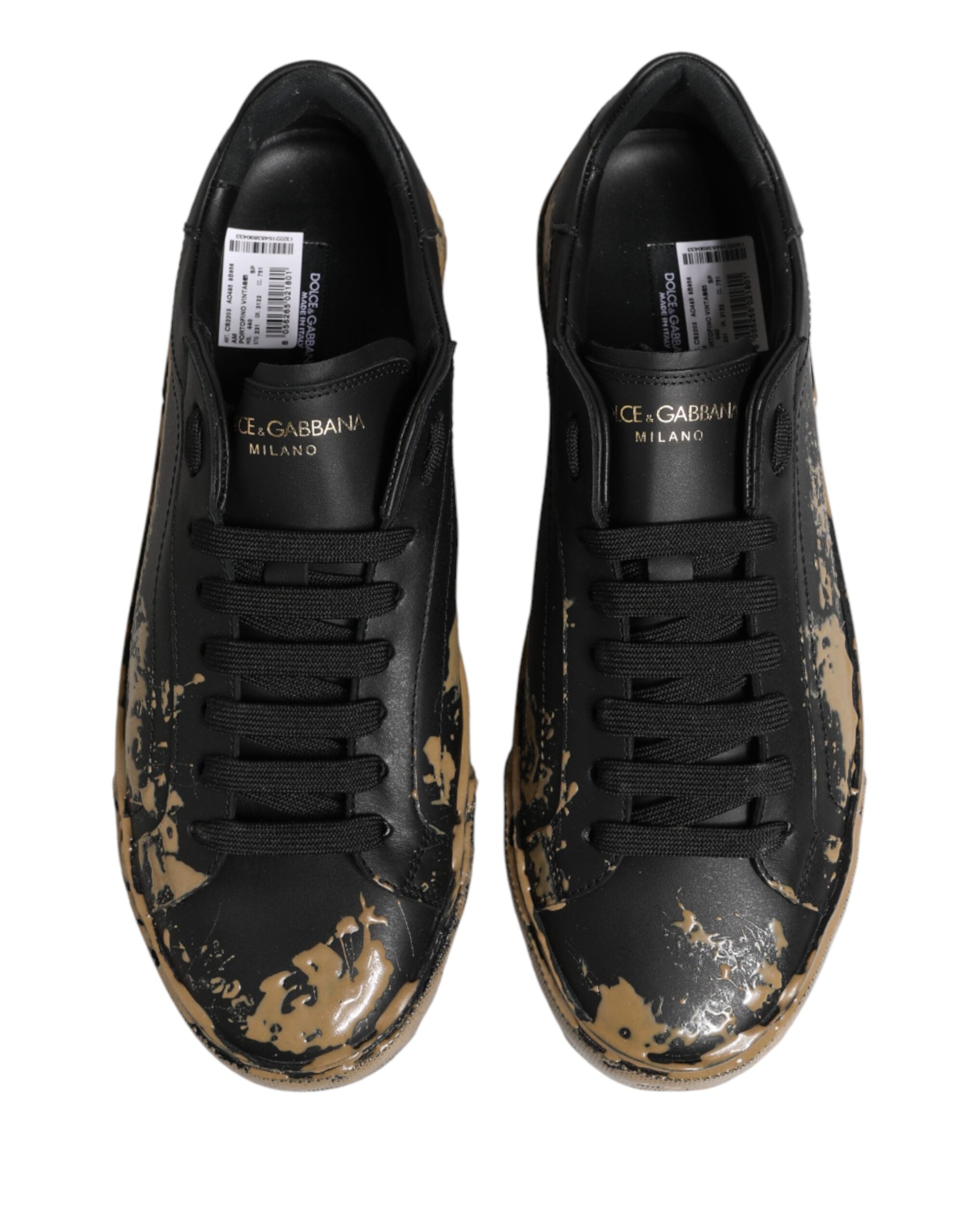 Dolce & Gabbana Black Used-Look Low-Top Portofino Sneakers-4